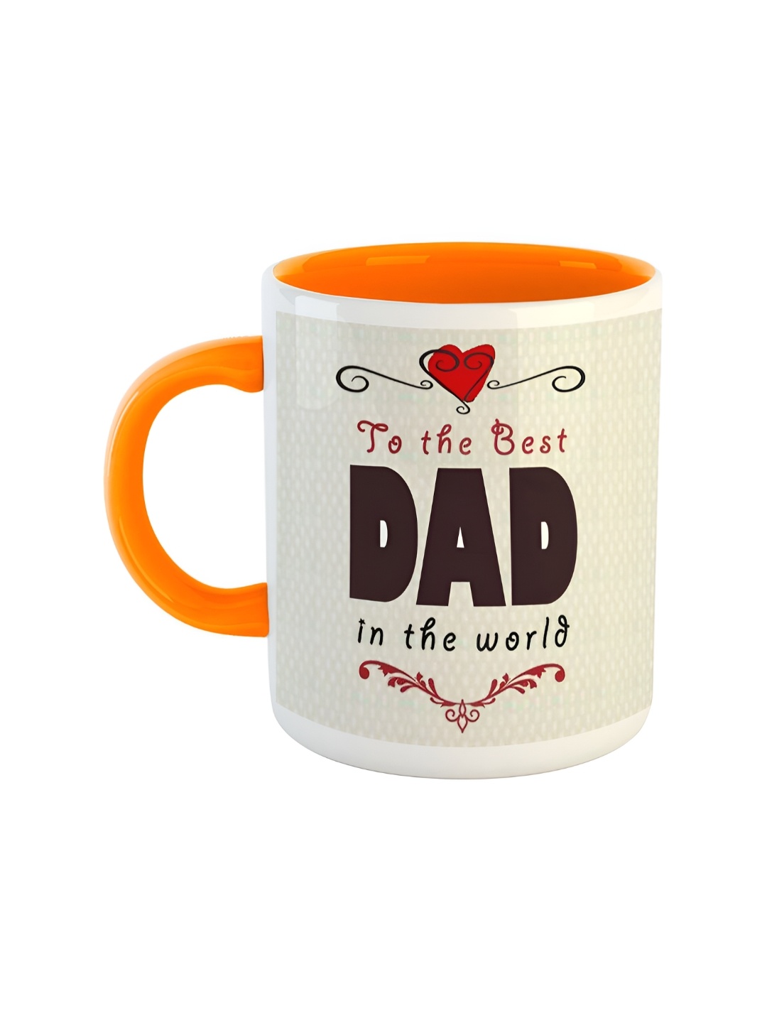 

ARTBUG Orange White Printed Ceramic Glossy Mugs 350 ml