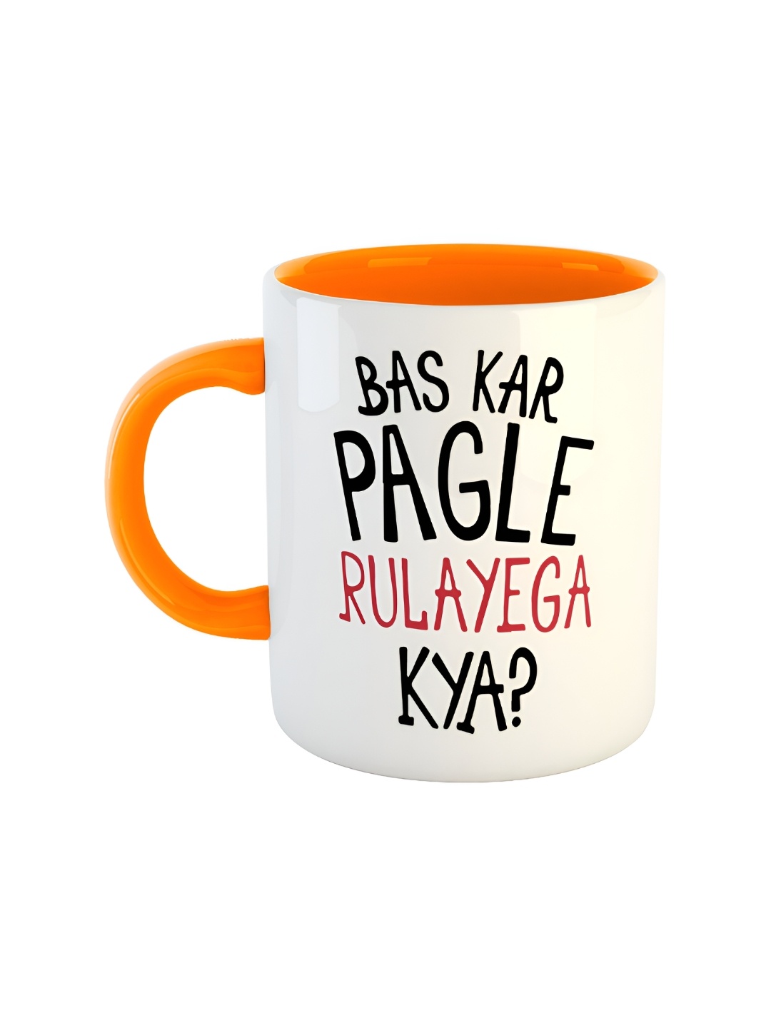 

ARTBUG Orange White Printed Ceramic Glossy Mugs 350 ml