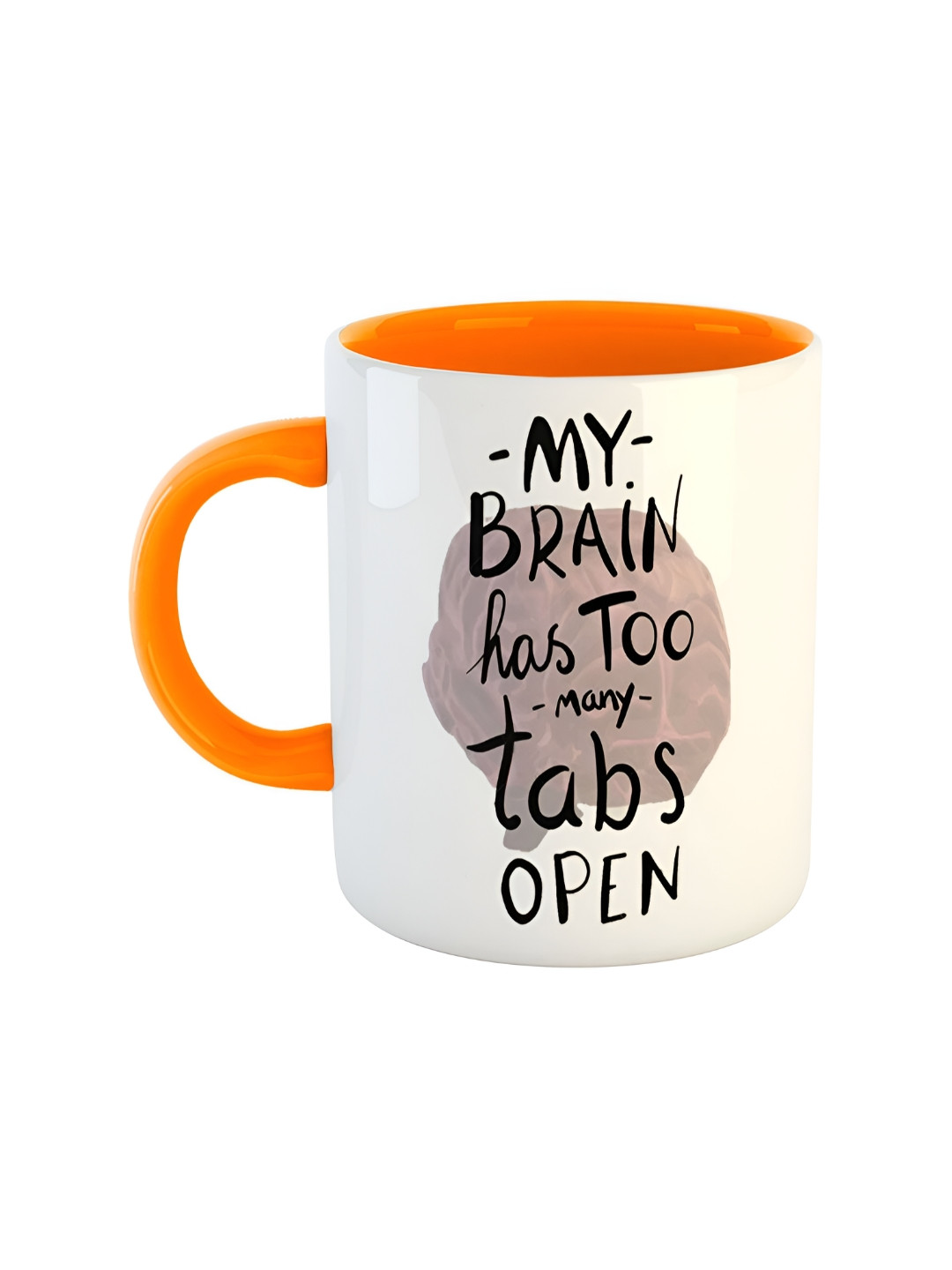 

ARTBUG Orange White Printed Ceramic Glossy Mugs 350 ml