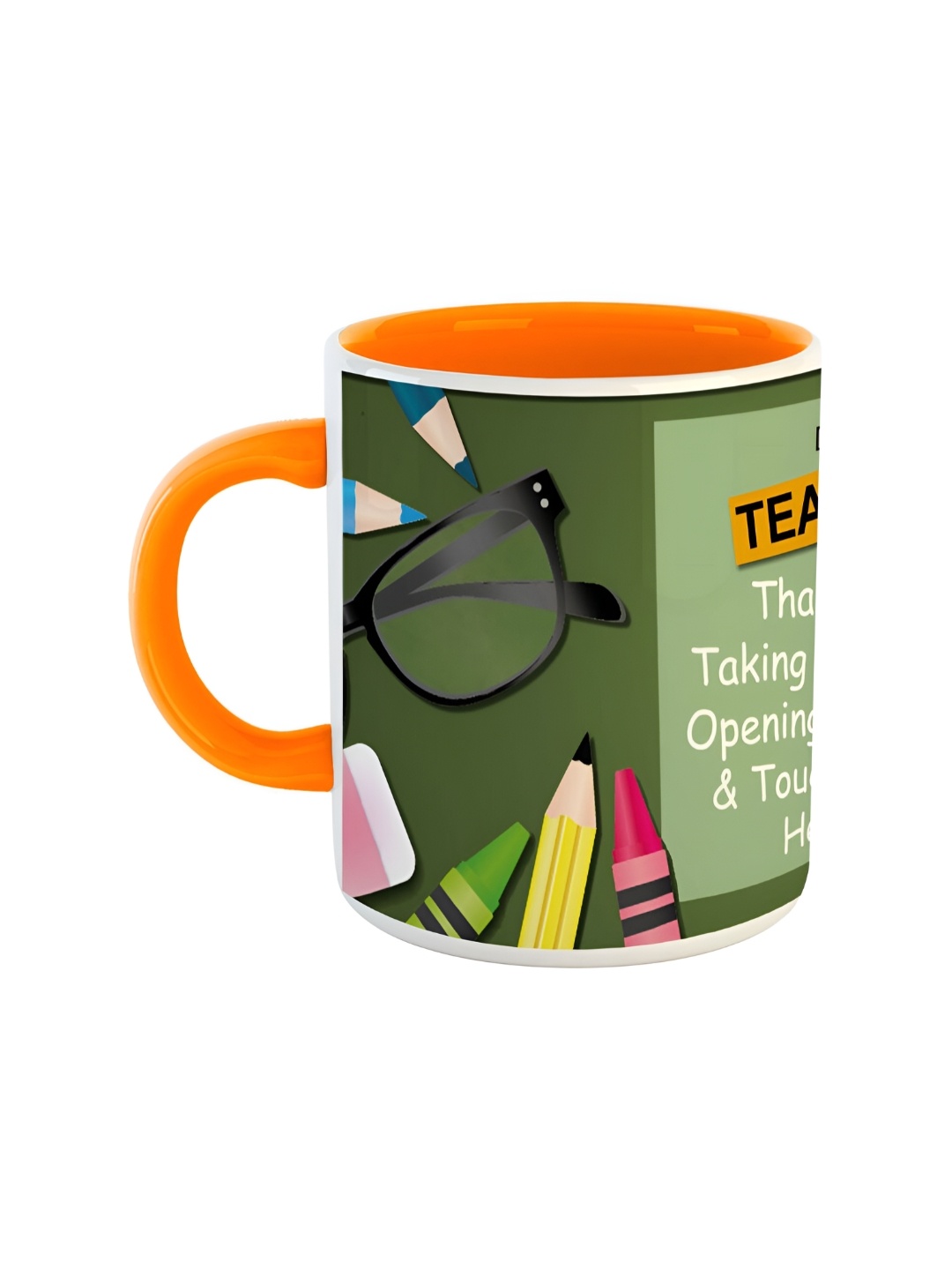 

ARTBUG Orange Printed Ceramic Glossy Mugs 350 ml