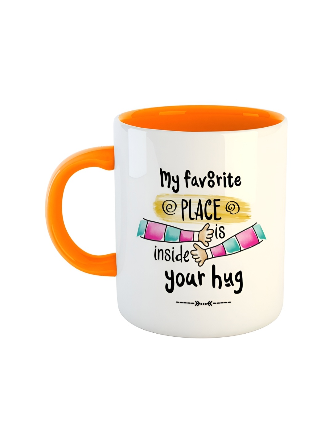 ARTBUG Orange Printed Ceramic Glossy Mugs 350 ml