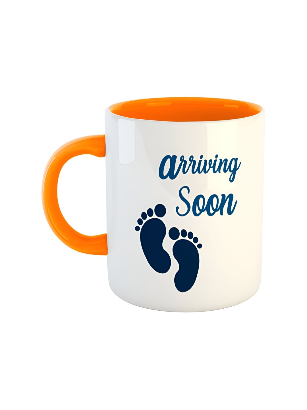 ARTBUG Orange Printed Ceramic Glossy Mugs 350 ml