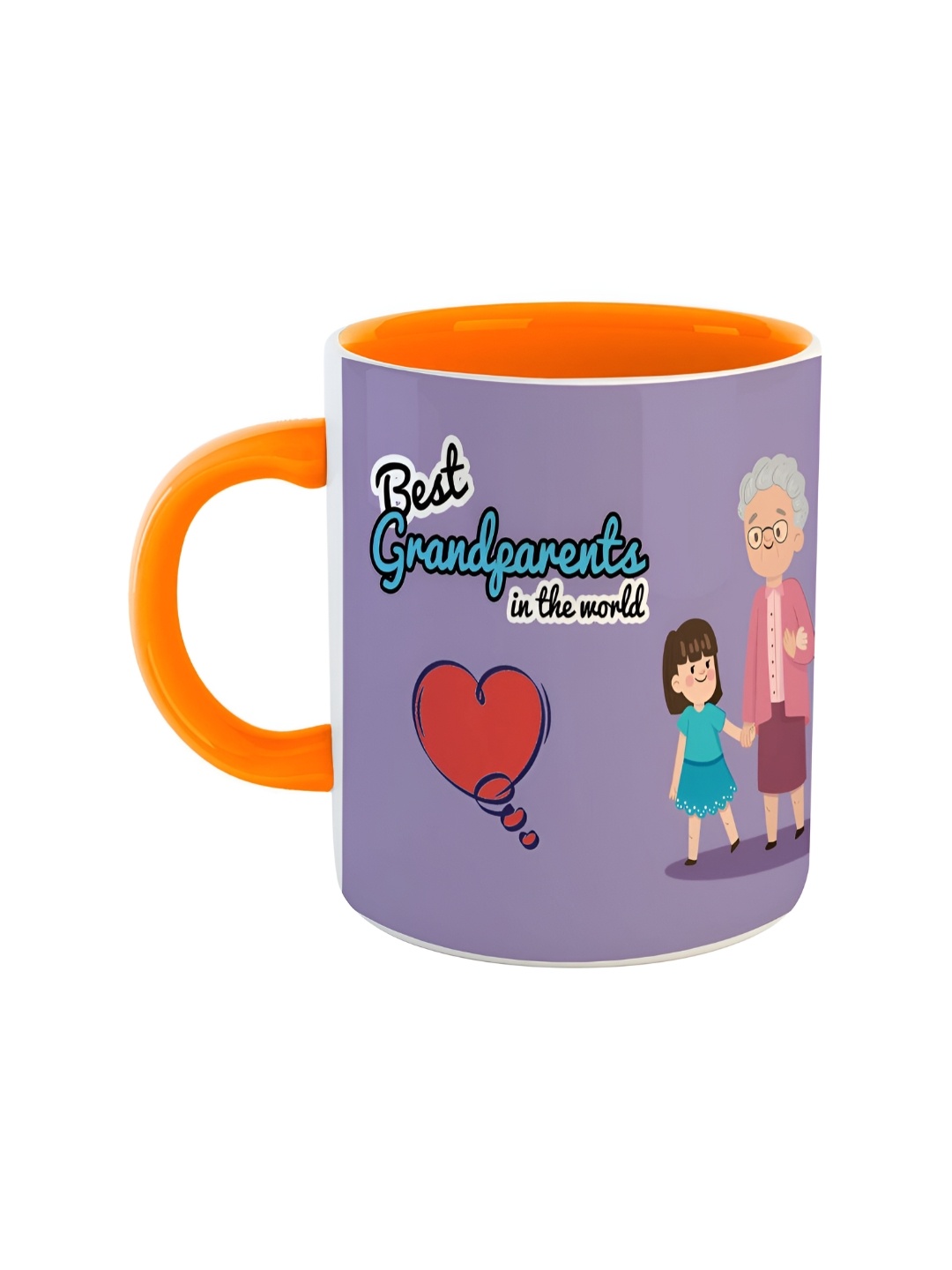 ARTBUG Orange Printed Ceramic Glossy Mugs 350 ml
