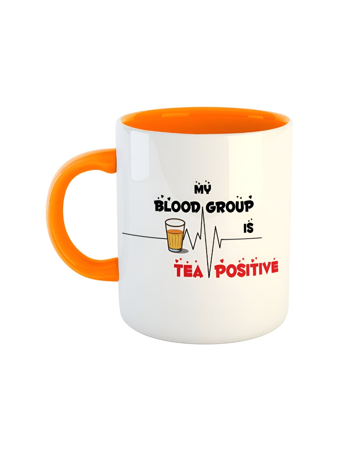 ARTBUG Orange & White Dishwasher Safe Printed Ceramic Glossy Mug 350 ml