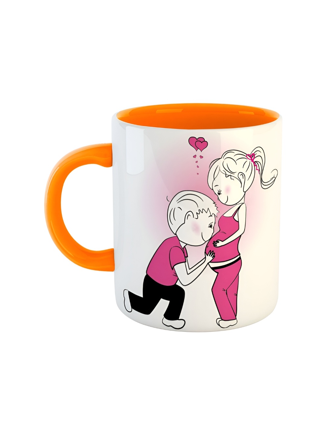 

ARTBUG Orange & White Dishwasher Safe Printed Ceramic Glossy Mug 350 ml