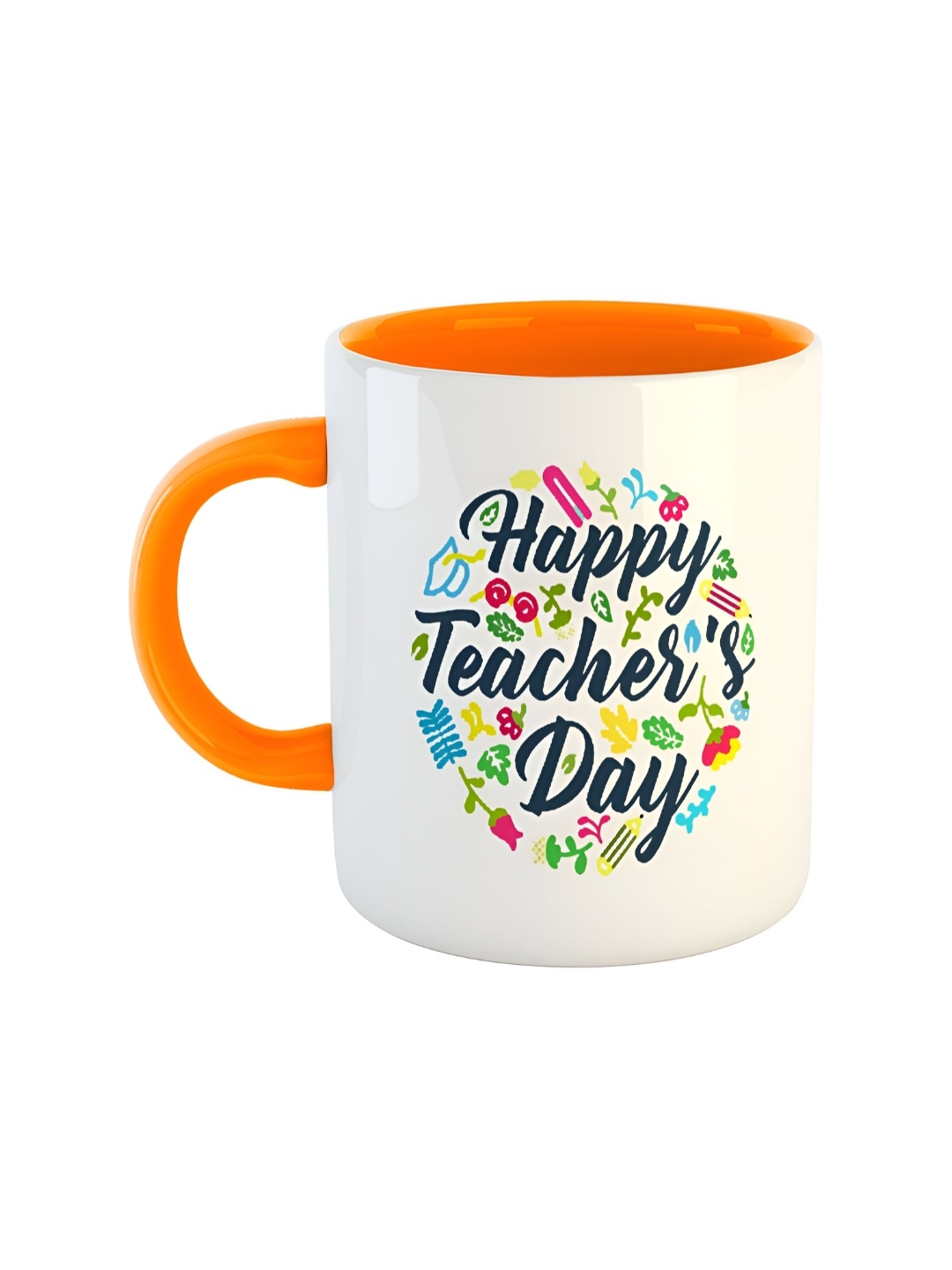 ARTBUG Orange & White Dishwasher Safe Printed Ceramic Glossy Mug 350 ml