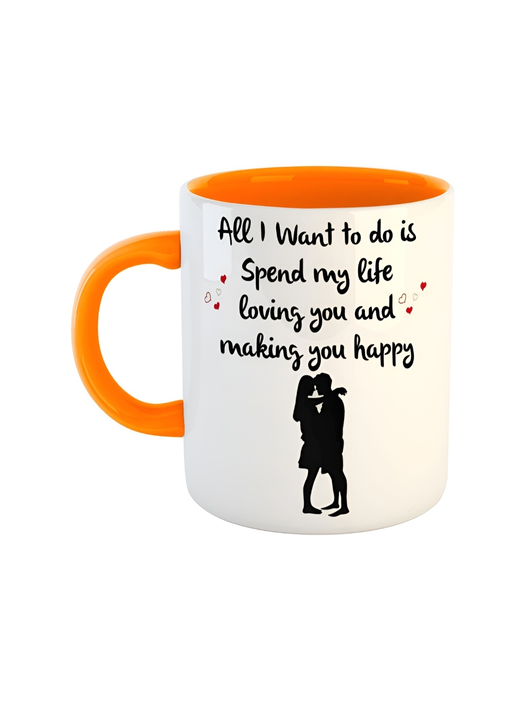 

ARTBUG Orange & White Dishwasher Safe Printed Ceramic Glossy Mug 350 ml