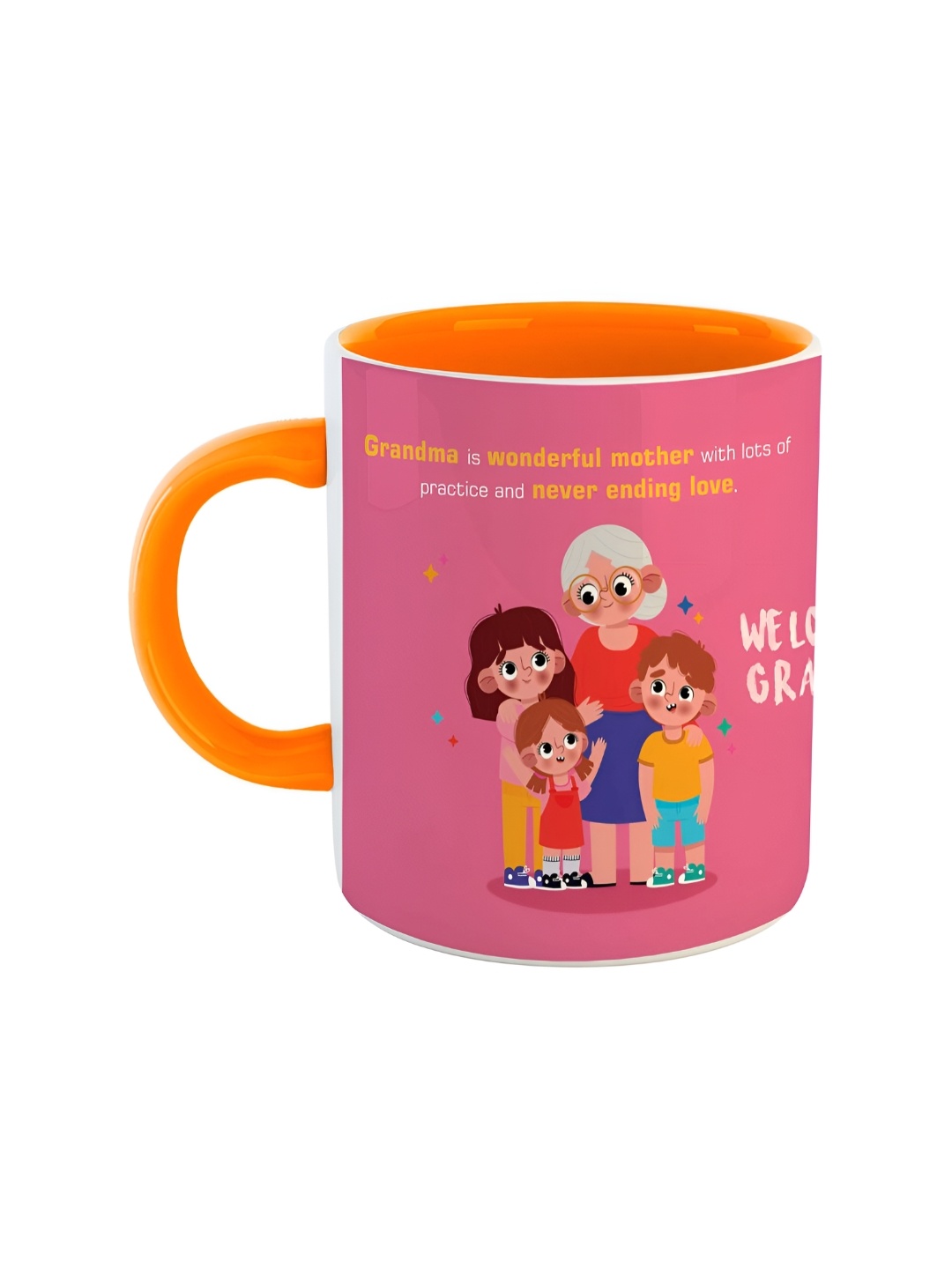 

ARTBUG Orange & Pink Printed Ceramic Glossy Mug 350 ml