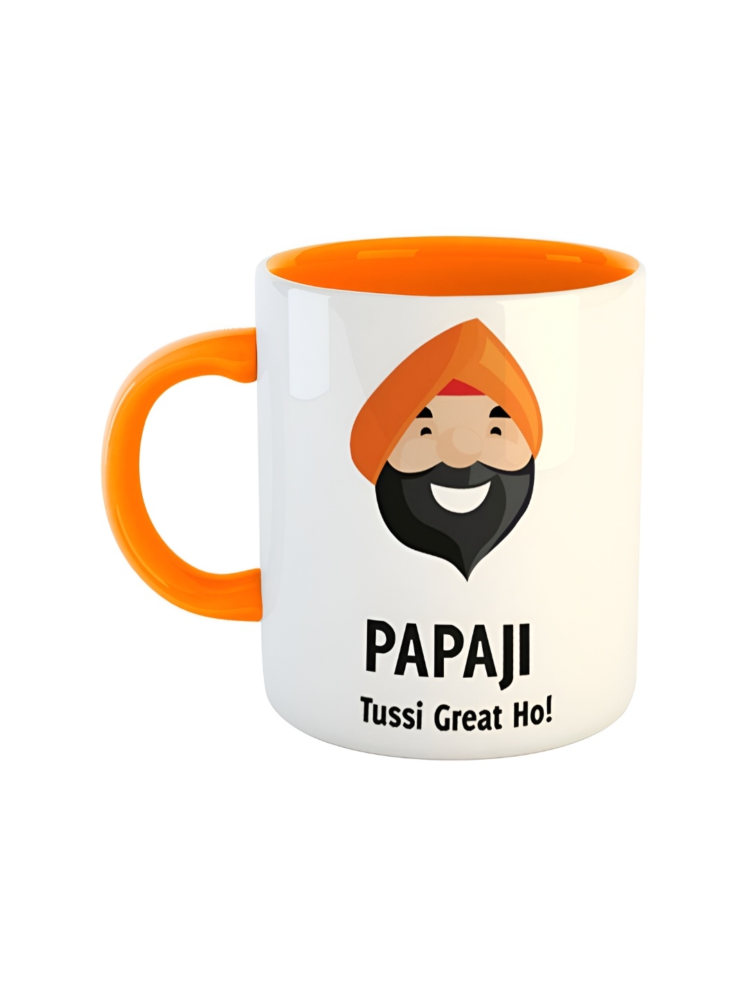 ARTBUG Orange & White Printed Ceramic Glossy Mug 350 ml