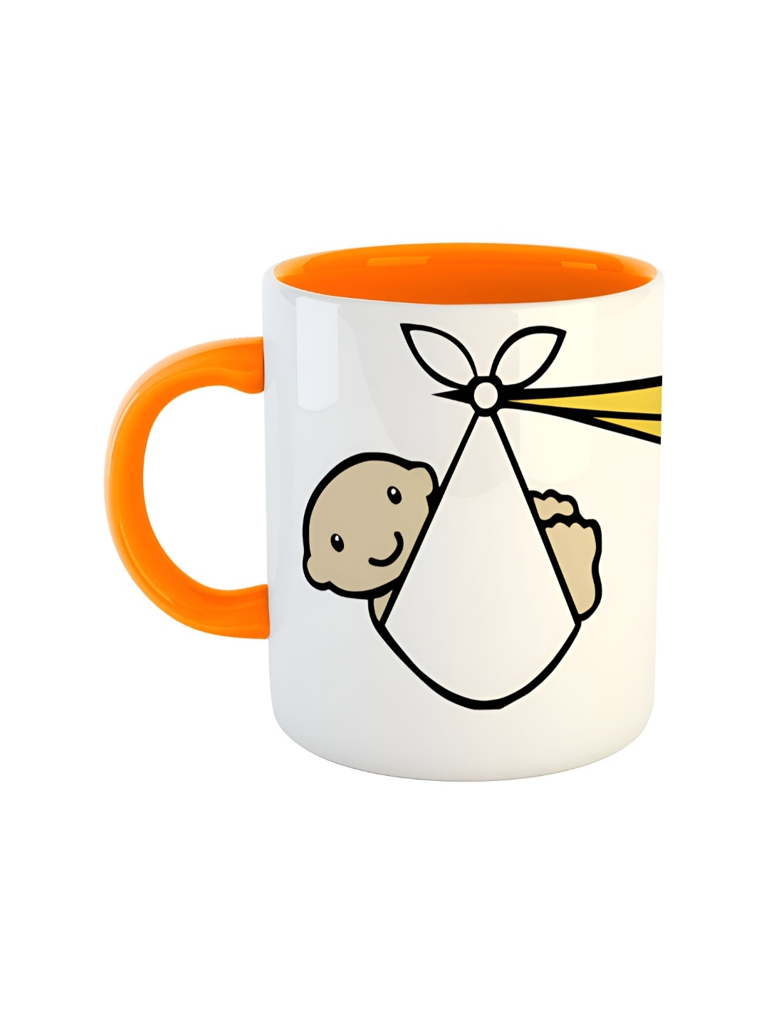 

ARTBUG Orange & White Dishwasher Safe Printed Ceramic Glossy Mug 350 ml
