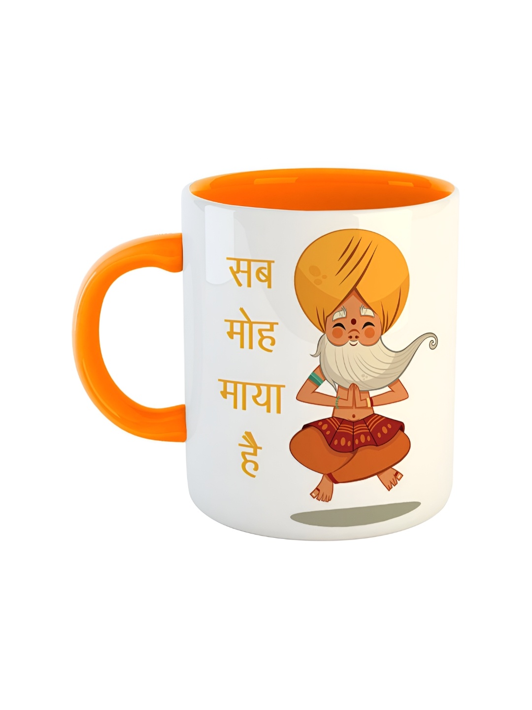 

ARTBUG Orange & White Dishwasher Safe Printed Ceramic Glossy Mug 350 ml