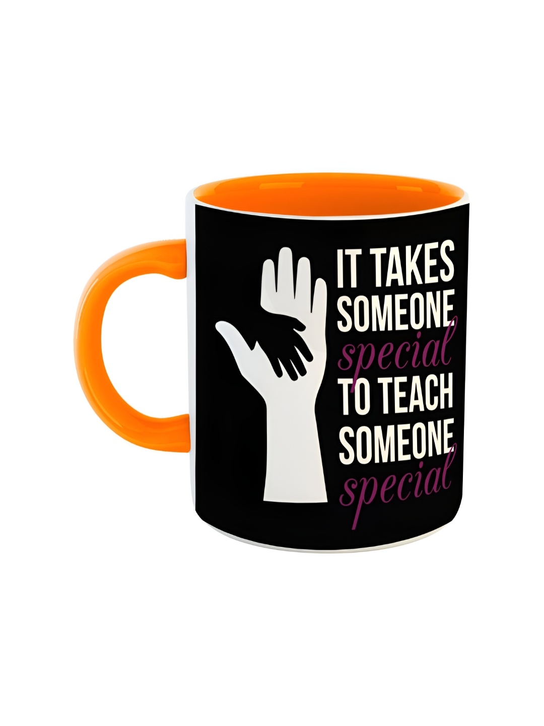 ARTBUG Orange & White Dishwasher Safe Printed Ceramic Glossy Mug 350 ml