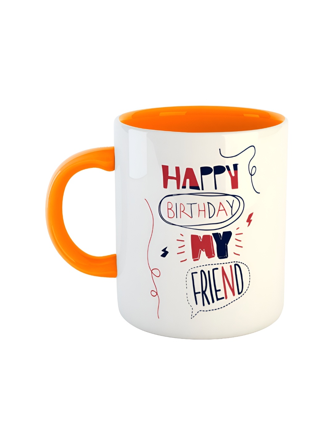 

ARTBUG Orange & White Dishwasher Safe Printed Ceramic Glossy Mug 350 ml
