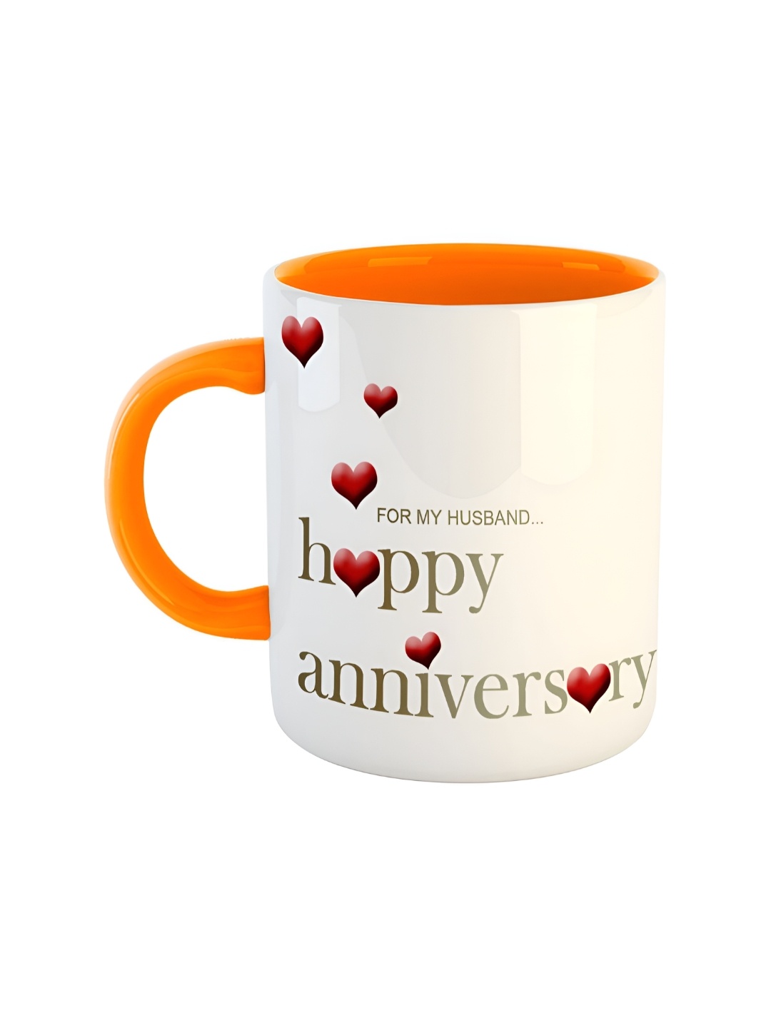 

ARTBUG Orange & White Dishwasher Safe Printed Ceramic Glossy Mug 350 ml