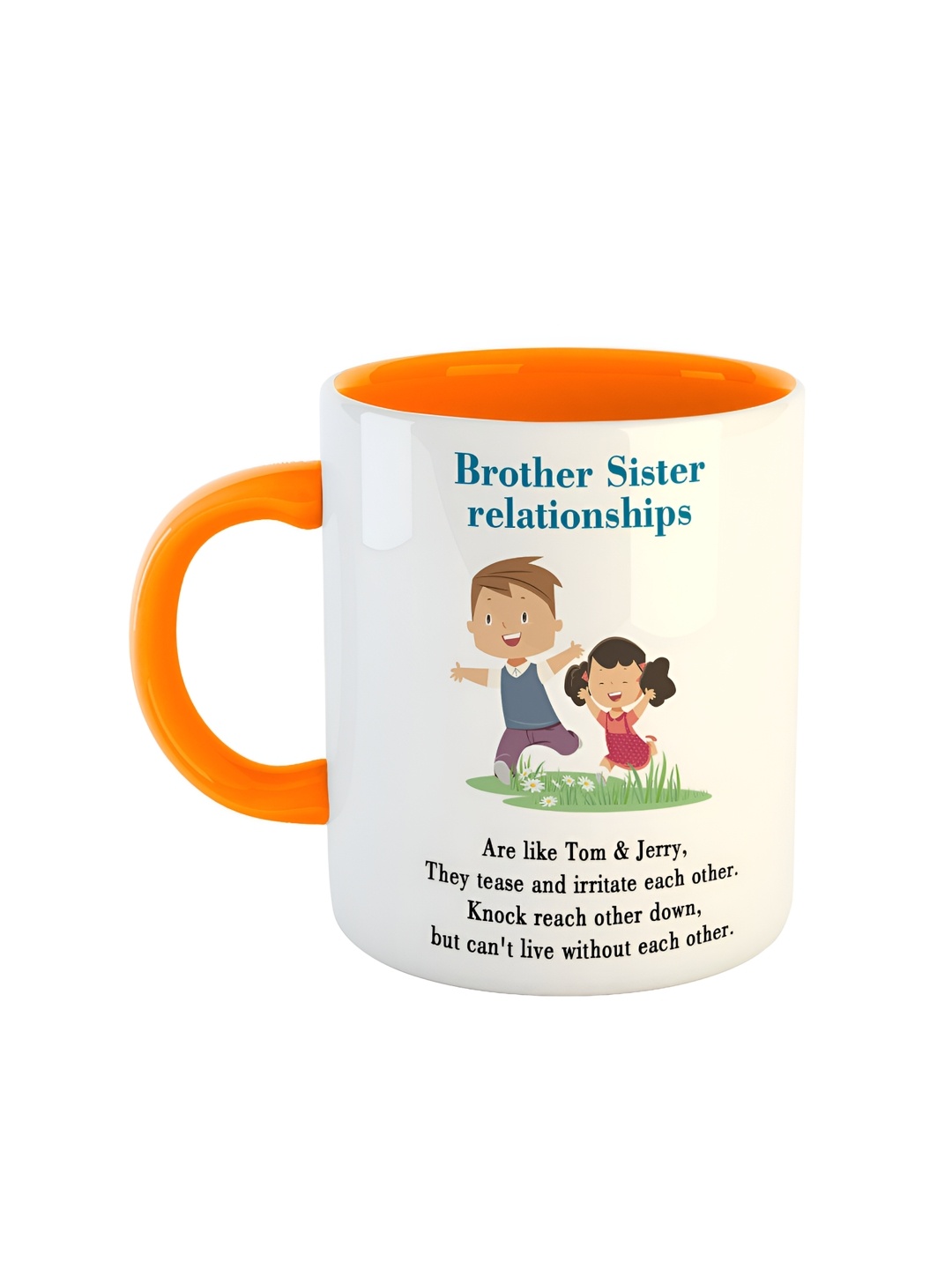 

ARTBUG Orange & White Dishwasher Safe Printed Ceramic Glossy Mug 350 ml