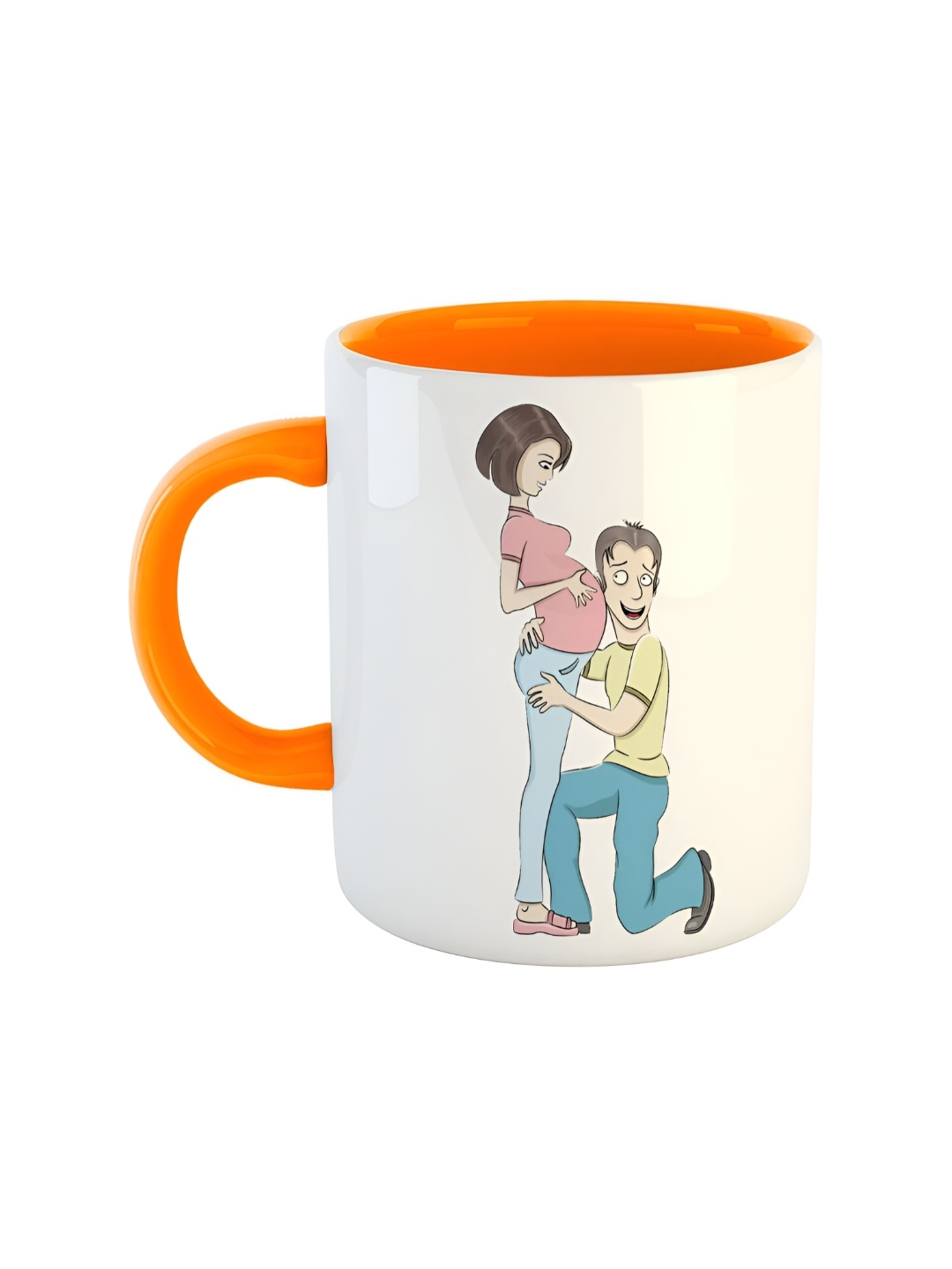 

ARTBUG Orange & White Dishwasher Safe Printed Ceramic Glossy Mug 350 ml