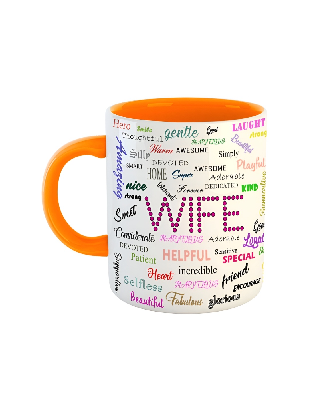 

ARTBUG Orange & White Dishwasher Safe Printed Ceramic Glossy Mug 350 ml