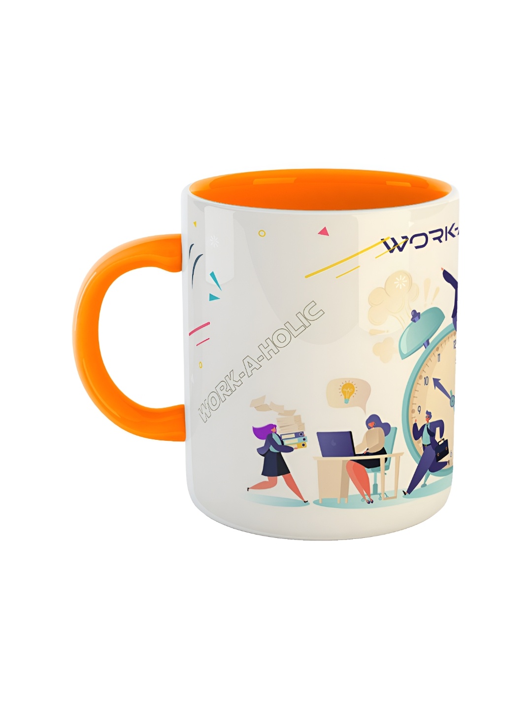 

ARTBUG Orange & White Dishwasher Safe Printed Ceramic Glossy Mug 350 ml