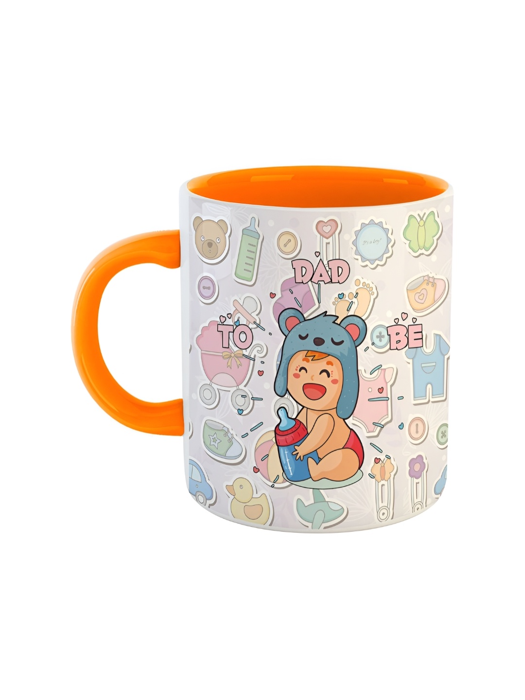 

ARTBUG Orange & White Dishwasher Safe Printed Ceramic Glossy Mug 350 ml