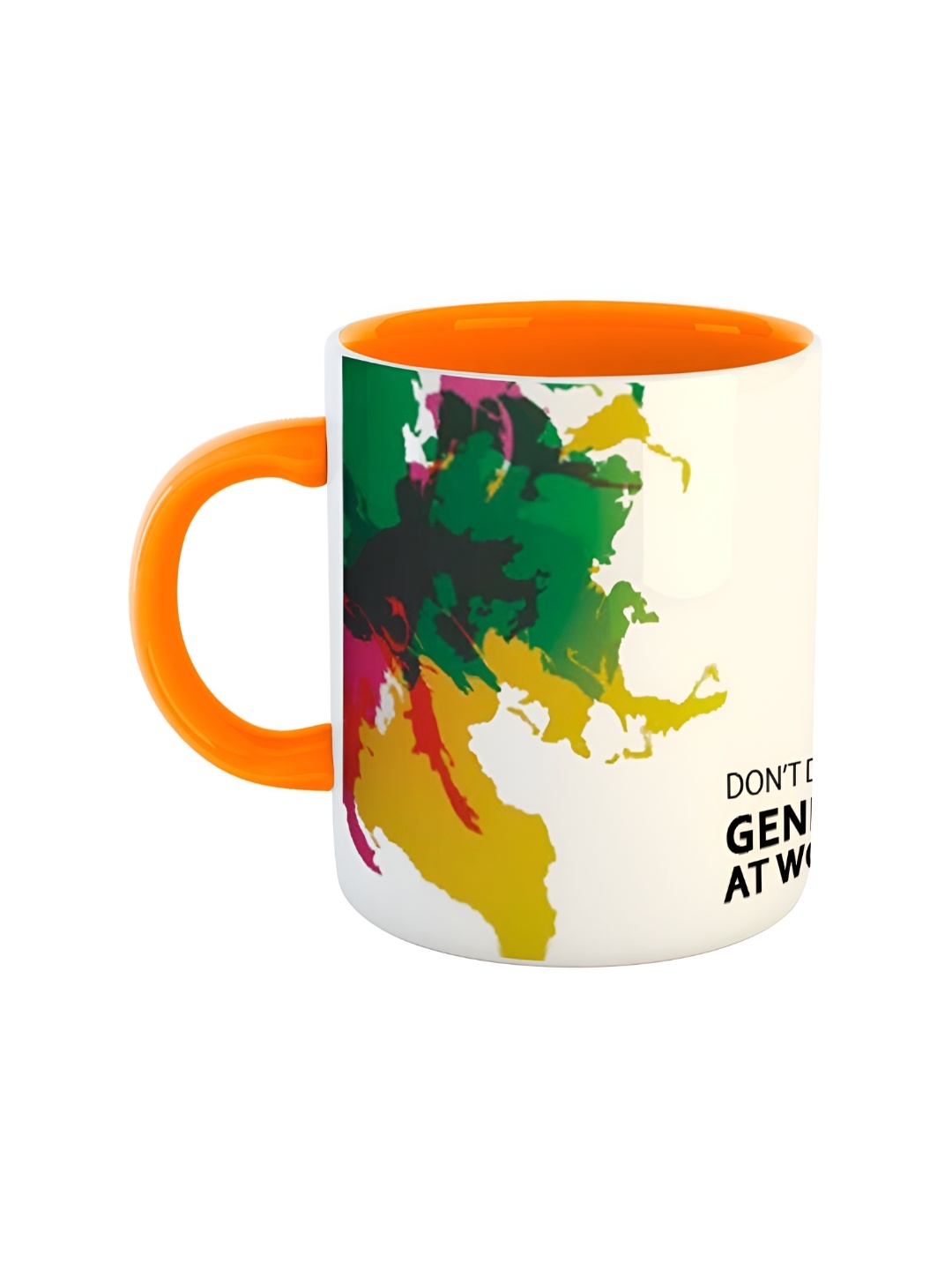 

ARTBUG Orange & White Printed Ceramic Glossy Mug