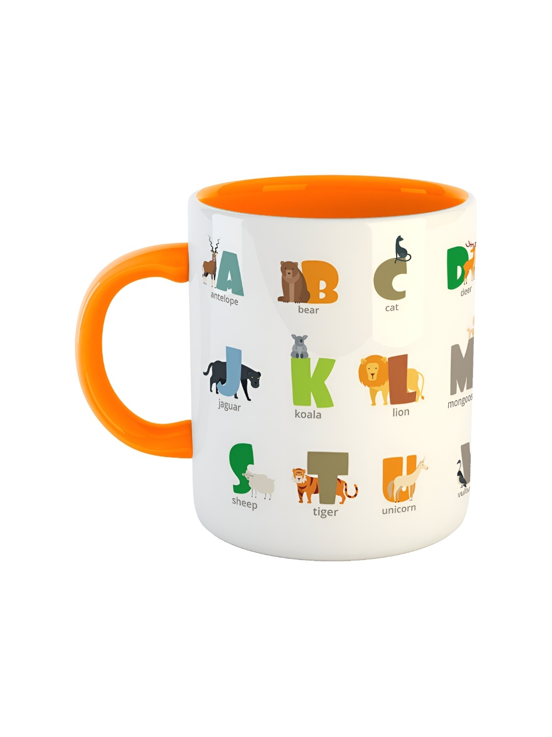 

ARTBUG Orange & White Printed Ceramic Glossy Mug