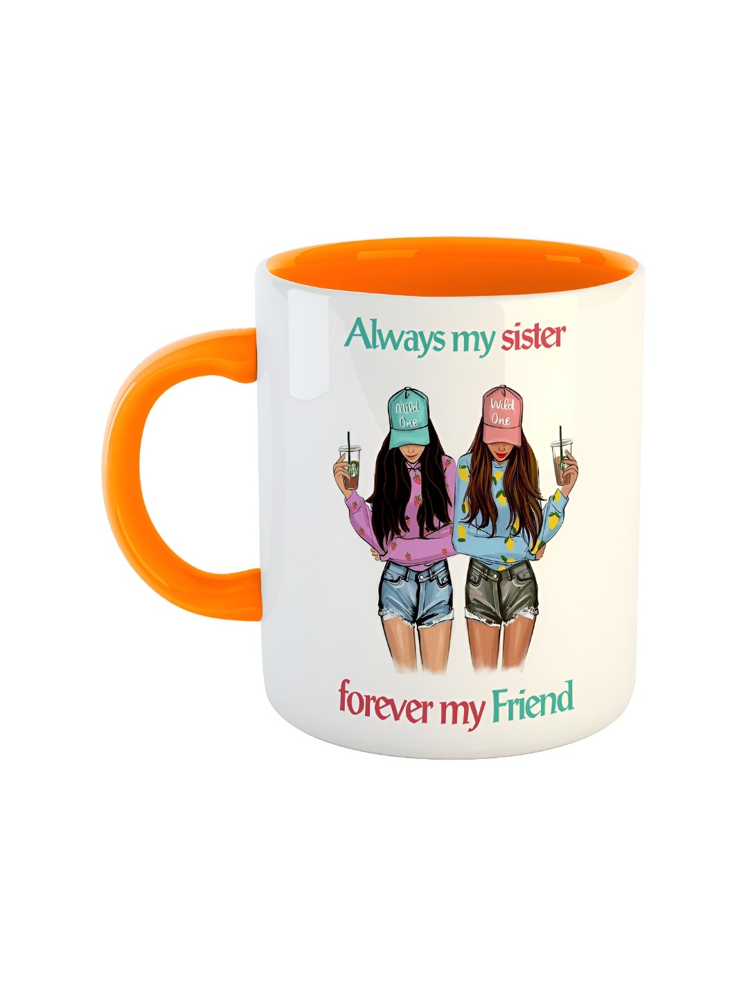 

ARTBUG Orange & White Printed Ceramic Glossy Mug
