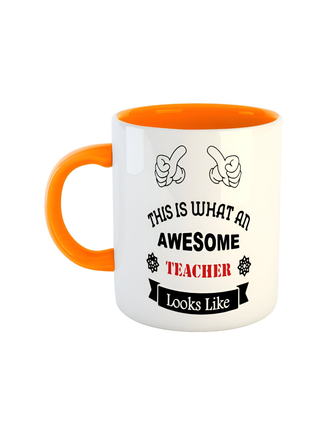 

ARTBUG Orange & White Printed Ceramic Glossy Mug