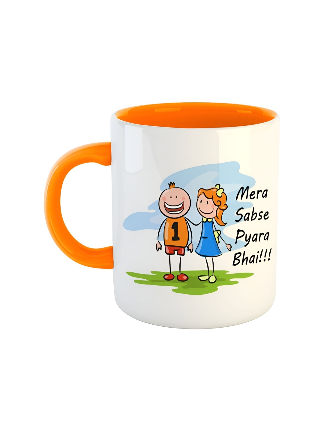 

ARTBUG Orange Printed Ceramic Glossy Core Set of Cups and Mugs