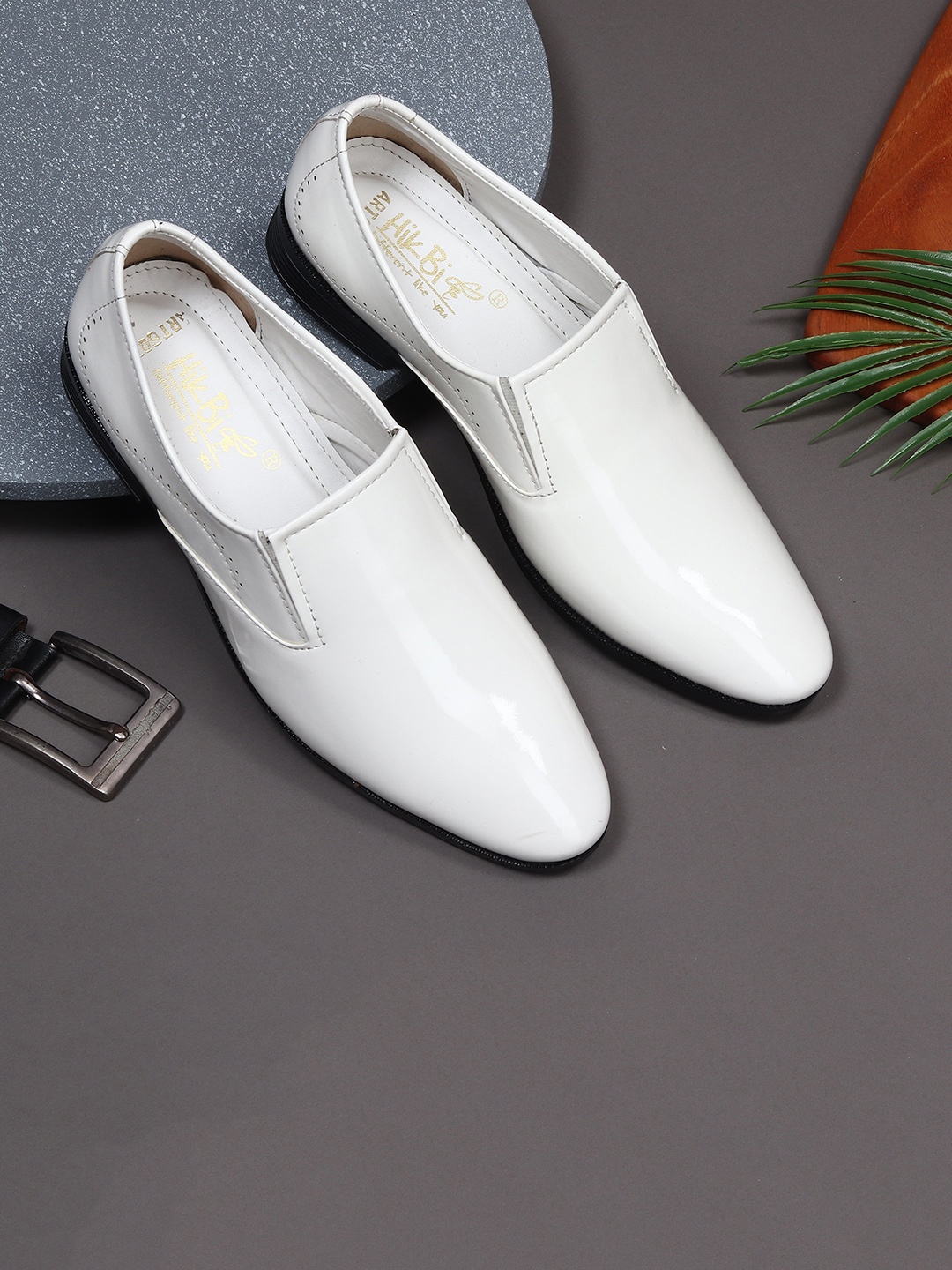 

HikBi Men Formal Slip-On Shoes, White