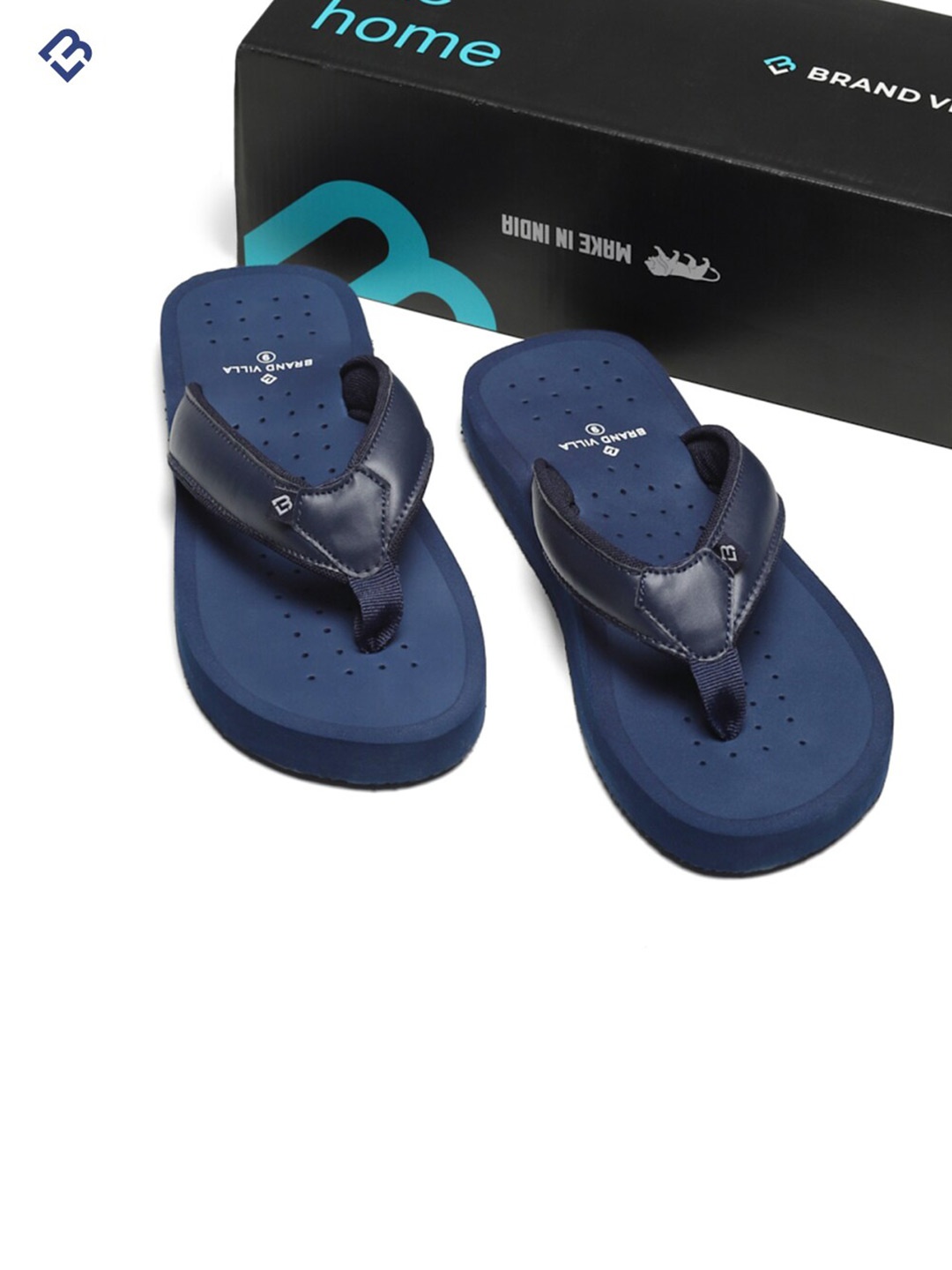 

BRAND VILLA Men Lightweight Anti Skid Thong Flip-Flops, Navy blue