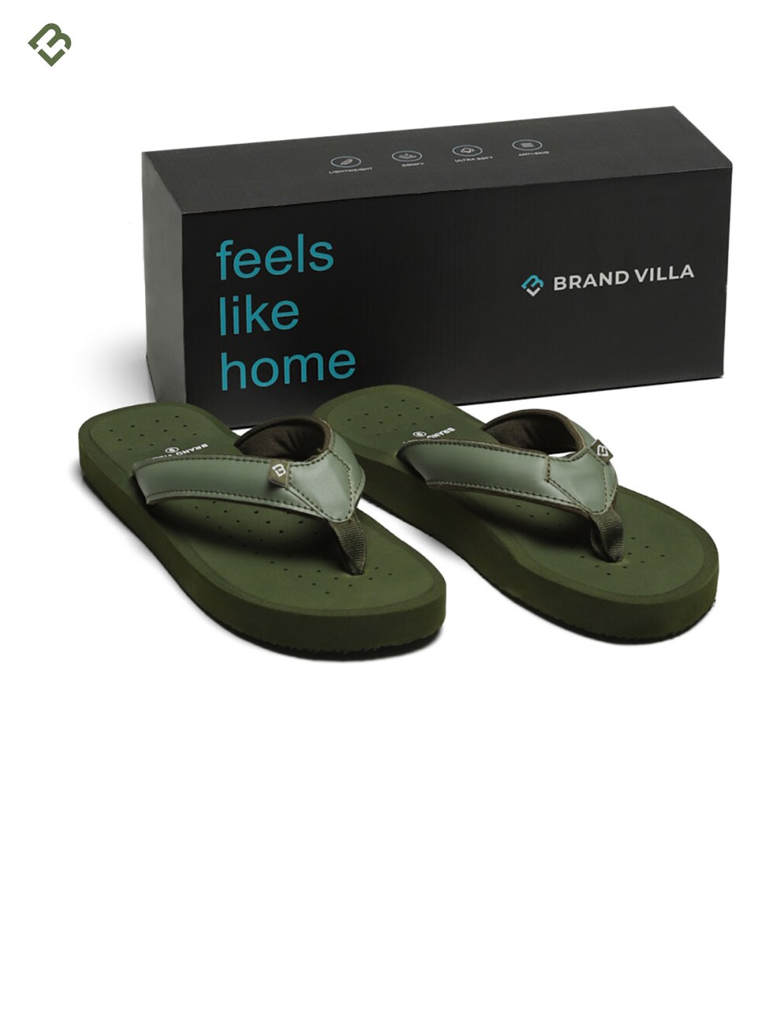 

BRAND VILLA Men Lightweight Anti Skid Thong Flip-Flops, Green