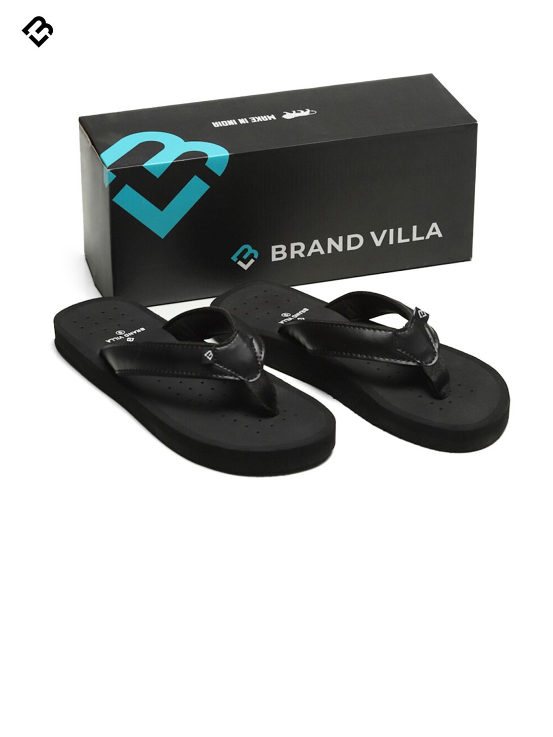 

BRAND VILLA Men Lightweight Anti Skid Thong Flip-Flops, Black