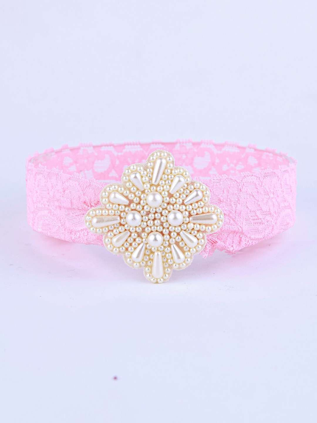 

Choko Girls Lace Pearl Headband, Pink