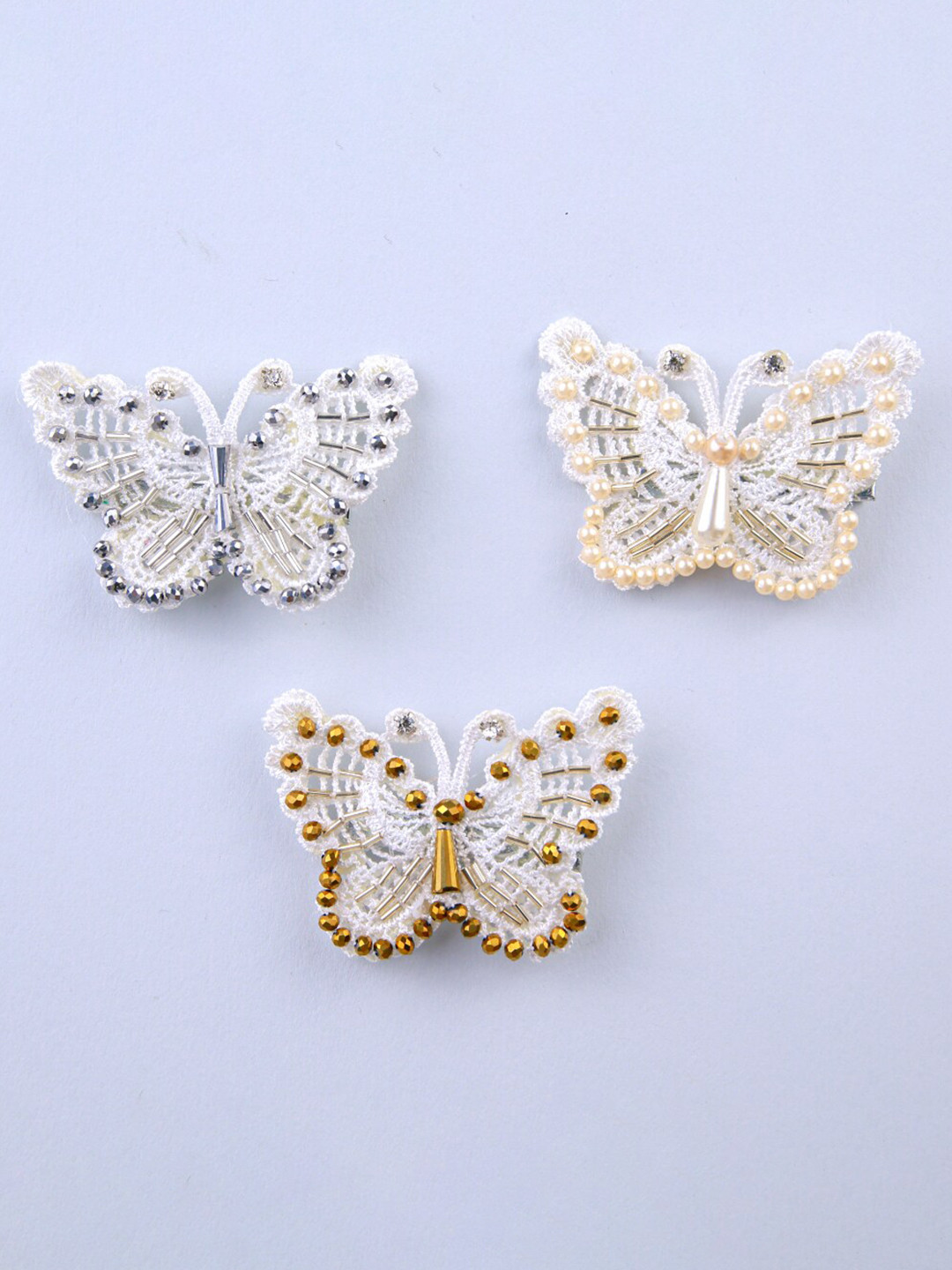 

Choko Girls Set of 3 Embellished Alligator Hair Clip, White