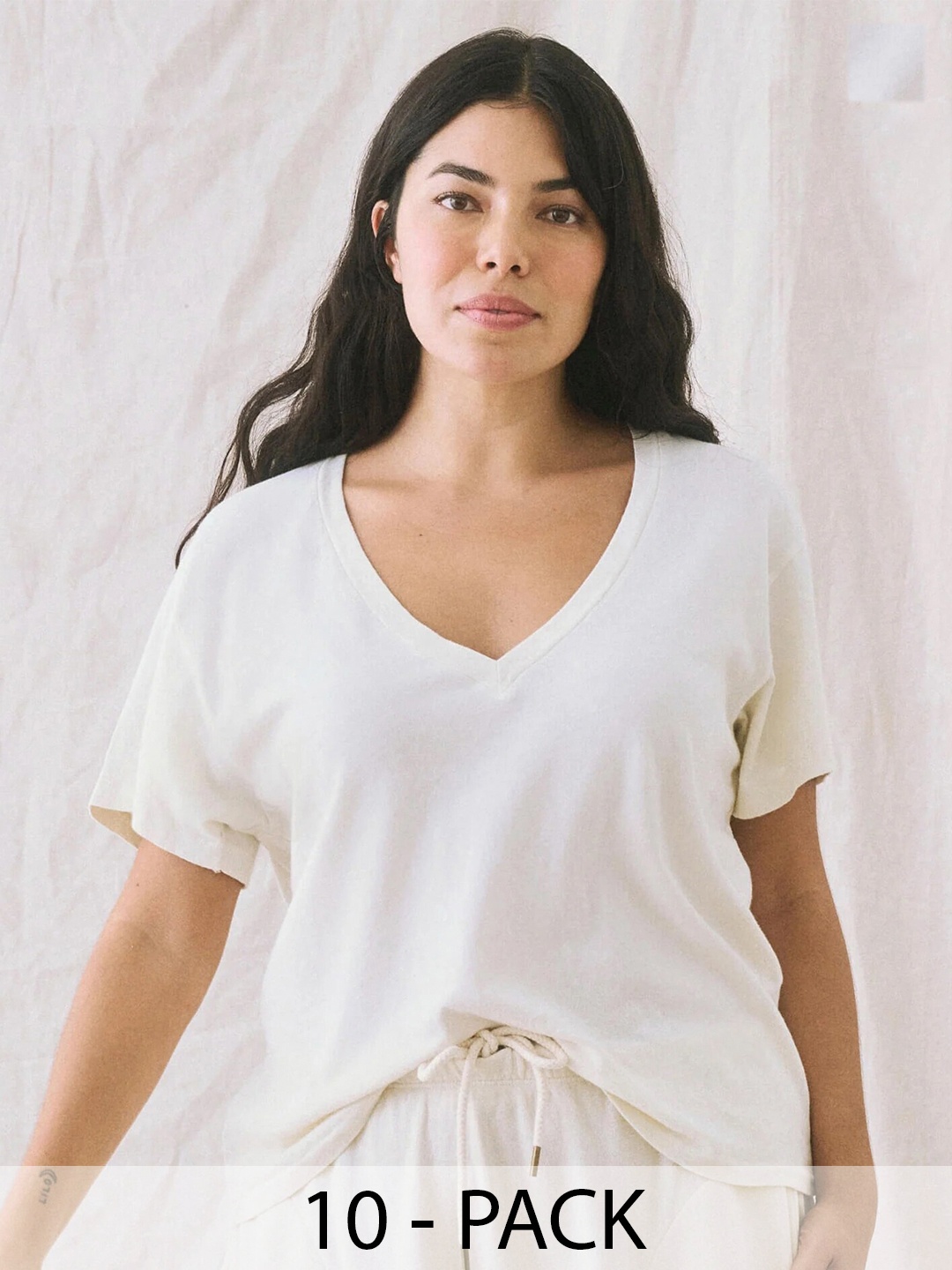 

COLOR CAPITAL Pack Of 10 Relaxed Fit Drop Shoulder Sleeves Casual T-shirts, White