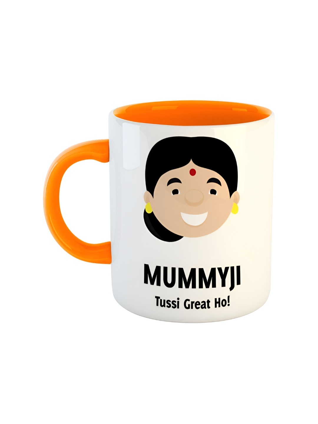 ARTBUG Orange & White Printed Ceramic Glossy Mug 350 ml