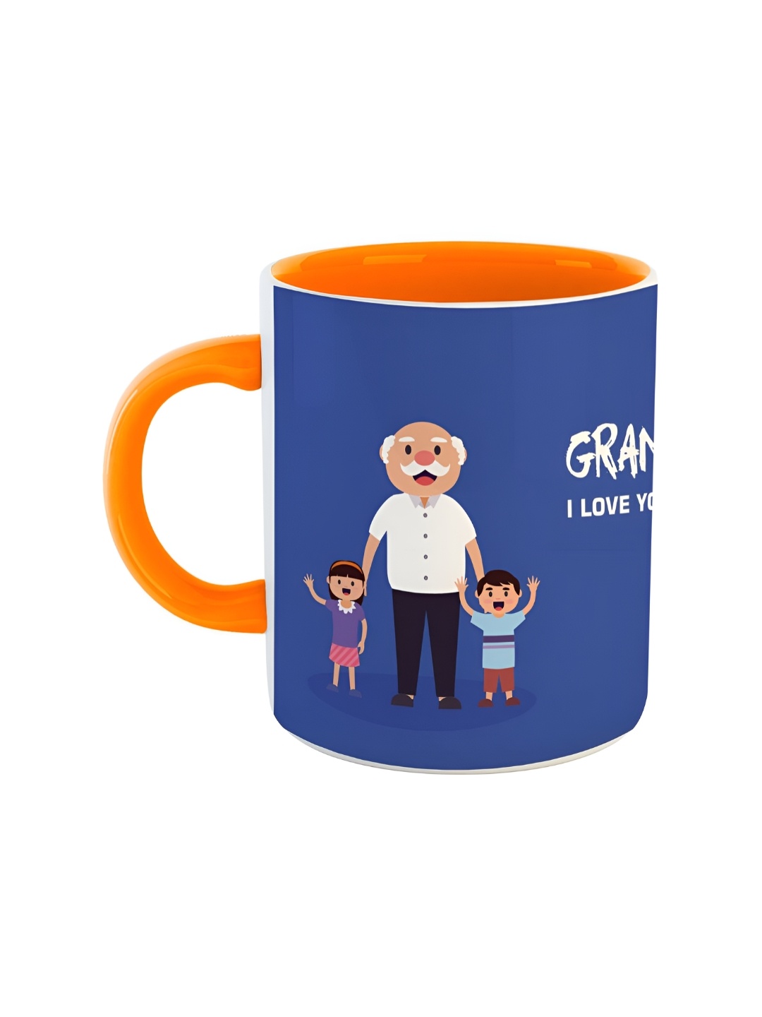ARTBUG Orange & Blue Printed Ceramic Glossy Mug 350 ml