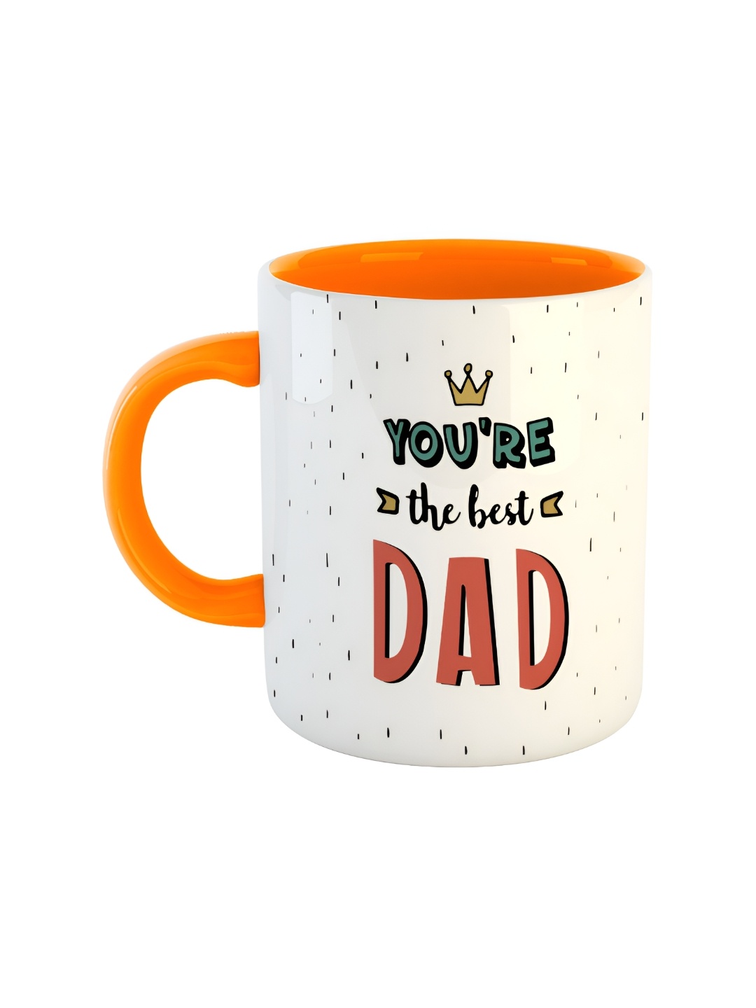 ARTBUG Orange & White Printed Ceramic Glossy Mug 350 ml