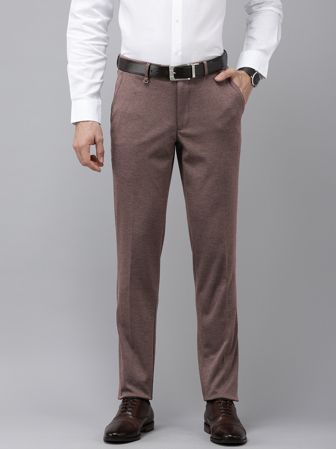 

Van Heusen Men Skinny Fit Formal Trousers, Brown