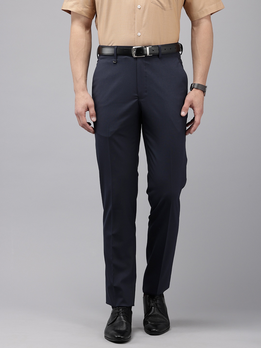 

Van Heusen Men Slim Fit Formal Trousers, Navy blue