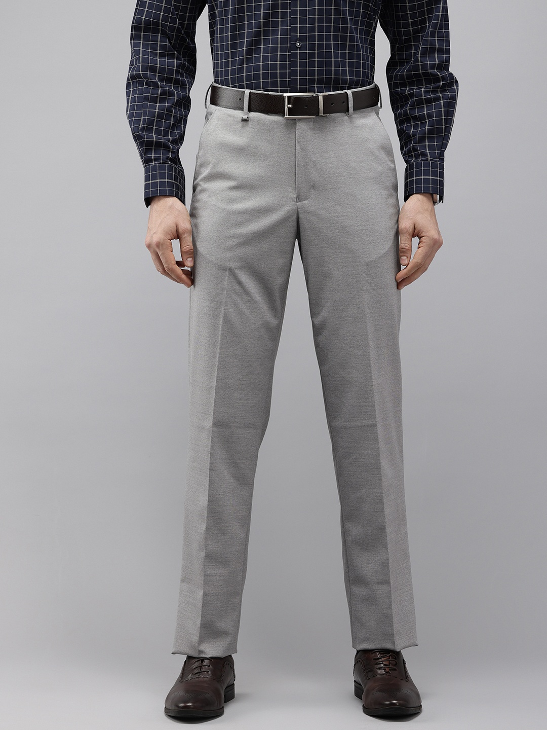 

Van Heusen Men Custom Fit Formal Trousers, Grey