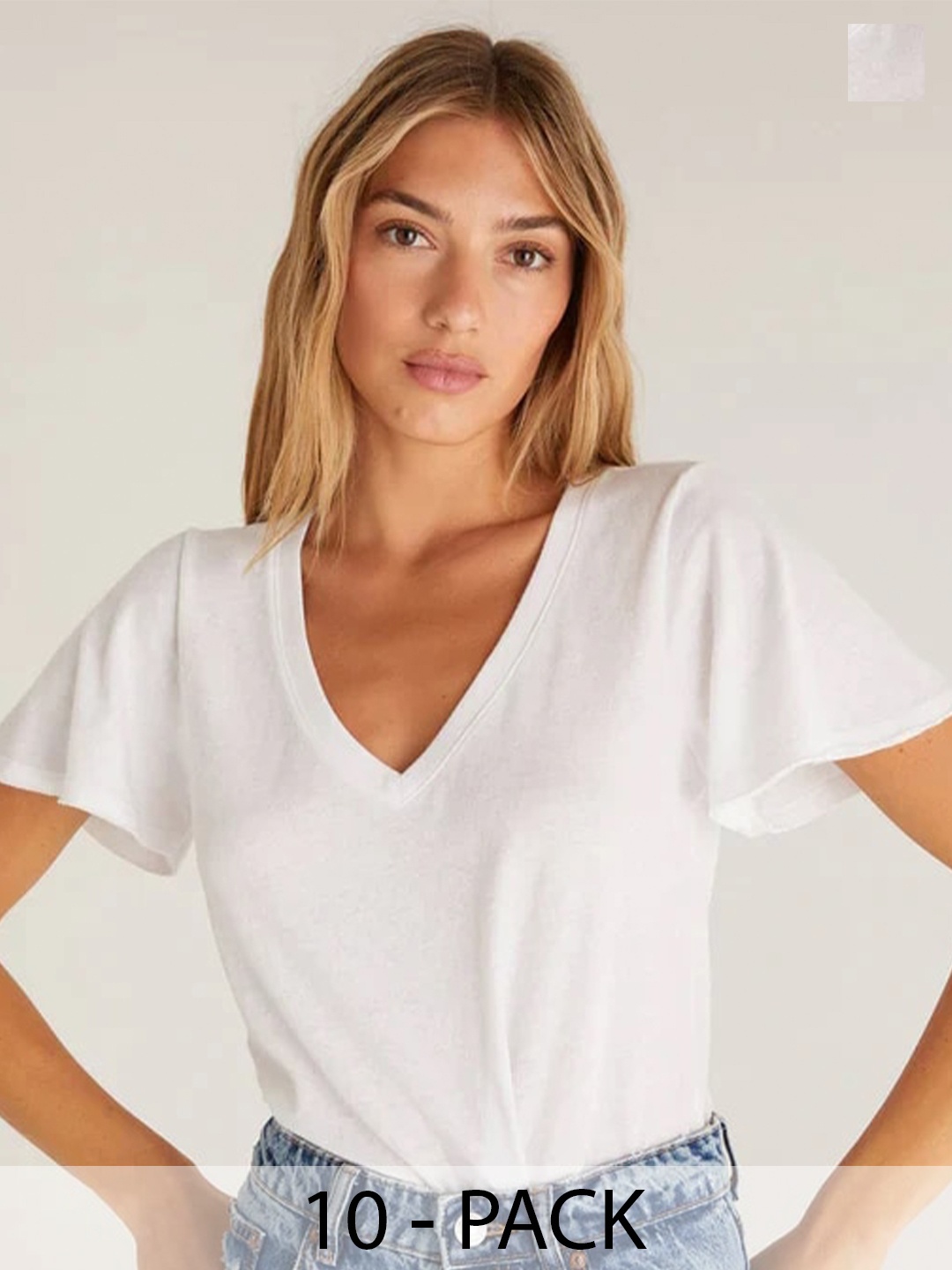 

COLOR CAPITAL Pack Of 10 V-Neck Relaxed Fit T-shirts, White
