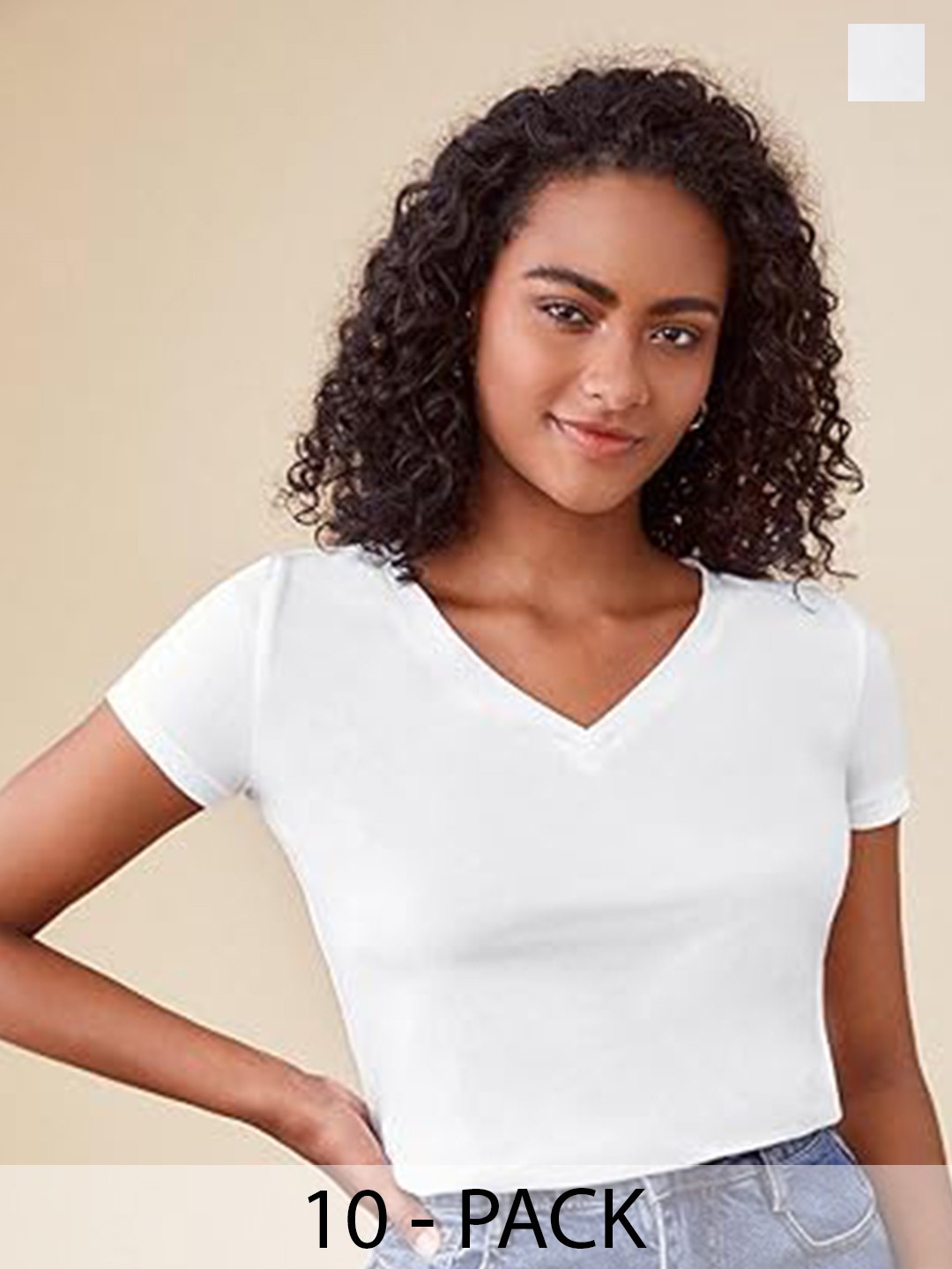 

COLOR CAPITAL Pack Of 10 V-Neck Relaxed Fit T-shirts, White