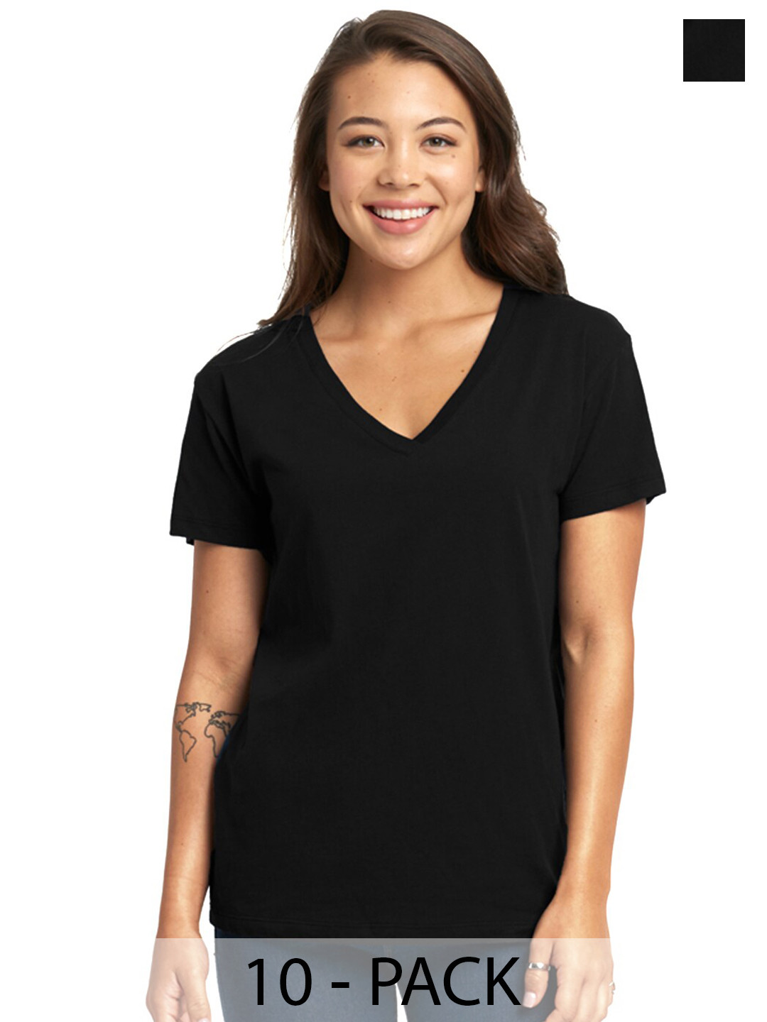 

COLOR CAPITAL Pack Of 10 V-Neck T-Shirt, Black