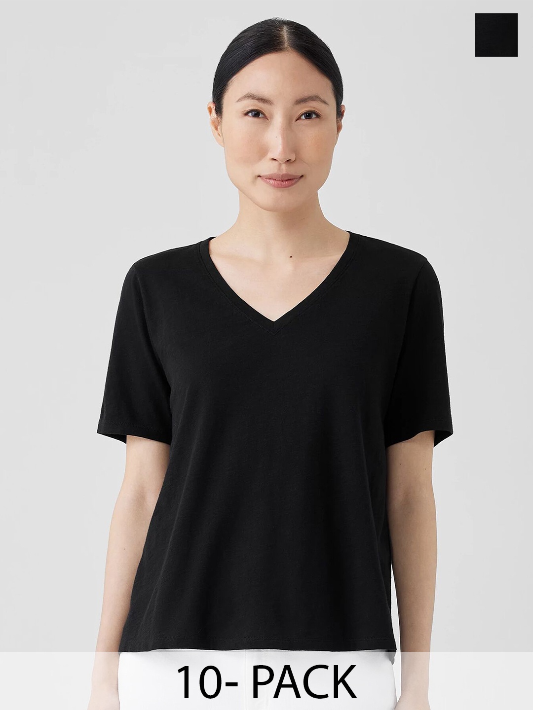 

COLOR CAPITAL Pack Of 10 V-Neck T-Shirt, Black