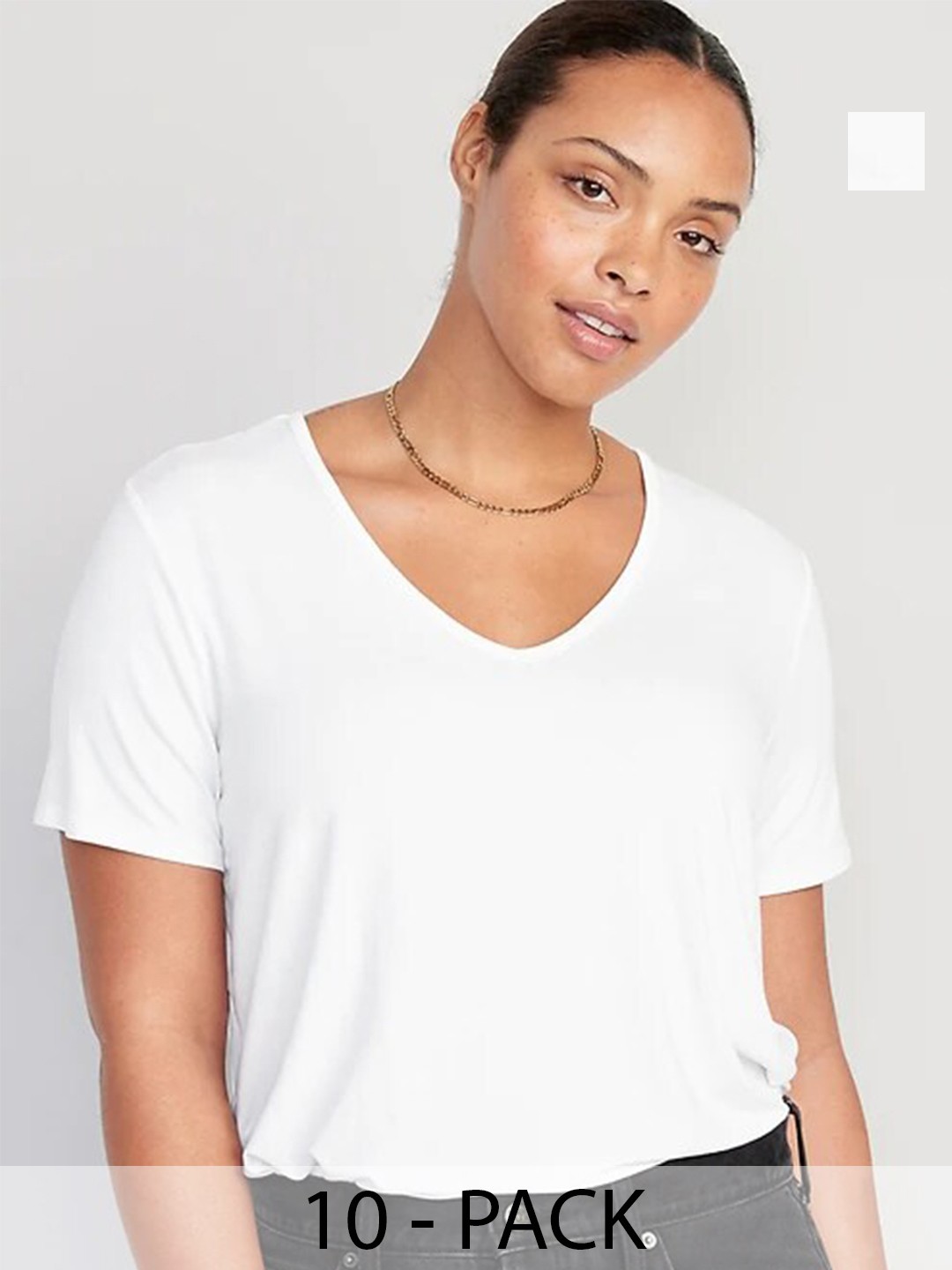 

COLOR CAPITAL Pack Of 10 V-Neck Short Sleeves Relaxed Fit T-shirts, White