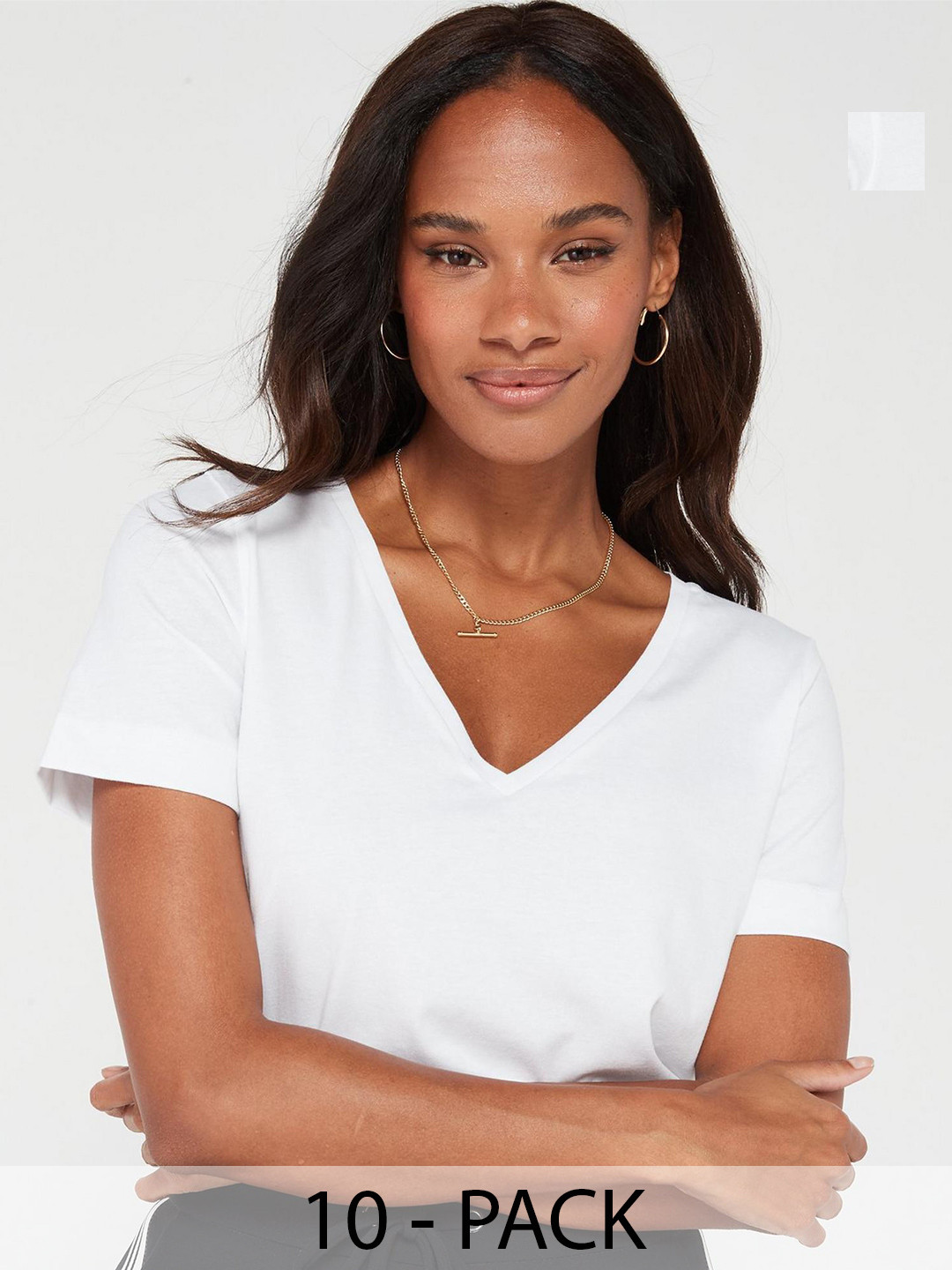 

COLOR CAPITAL Pack Of 10 V-Neck Short Sleeves Relaxed Fit T-shirts, White
