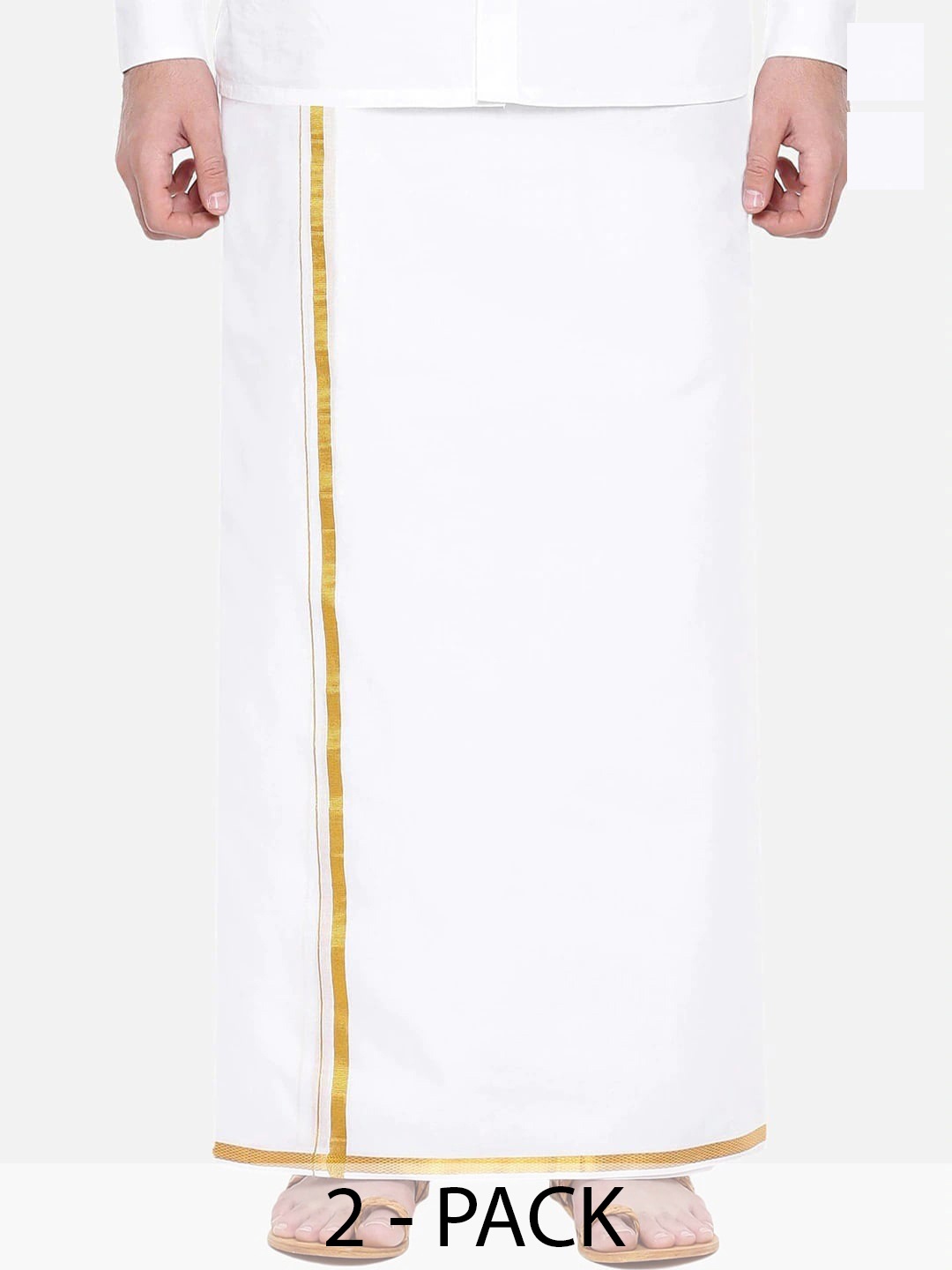 

Ramraj Men Pack of 2 Cotton Dhoti, White