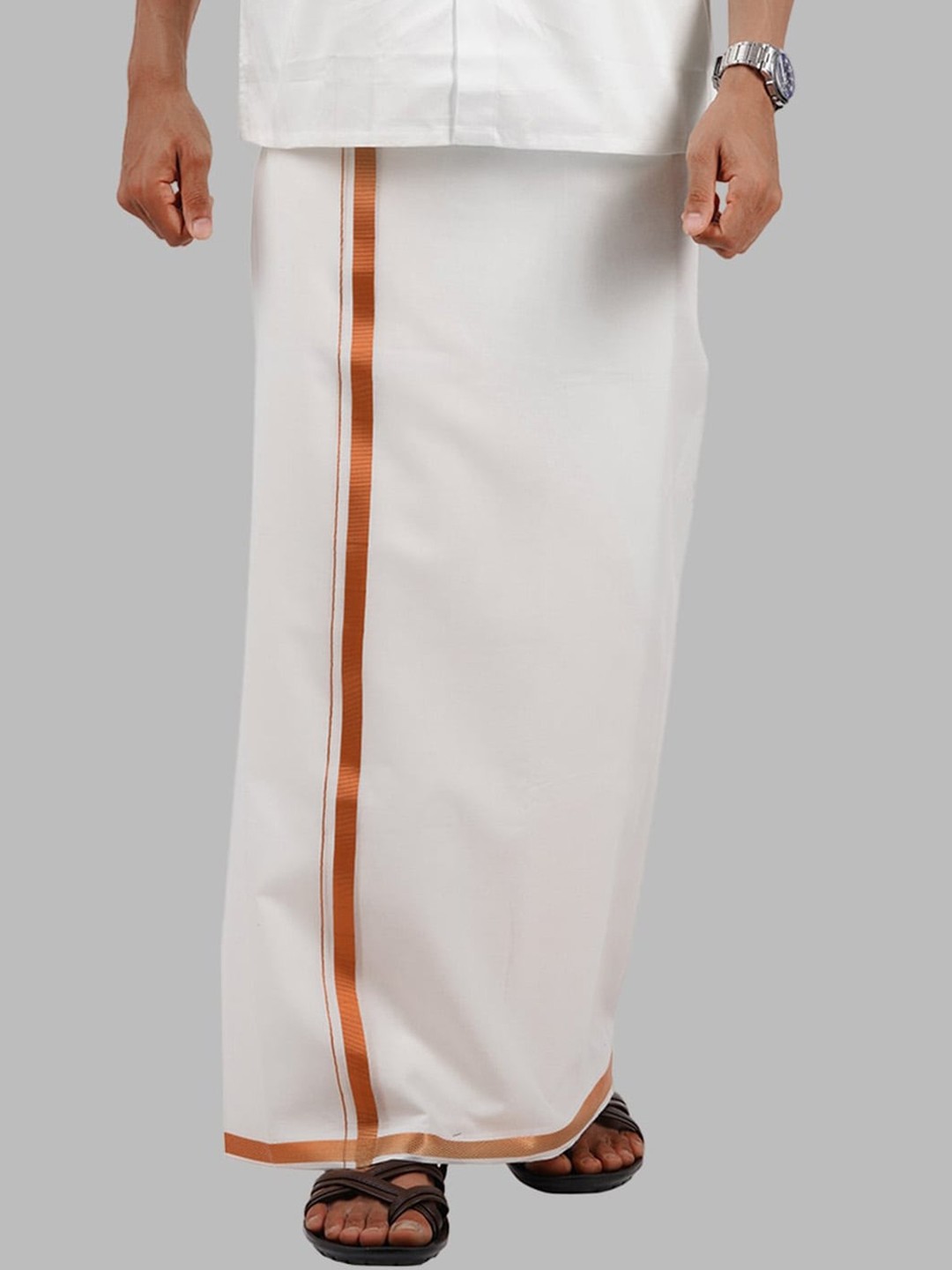 

Ramraj Pure Cotton Zari Border Dhoti, White