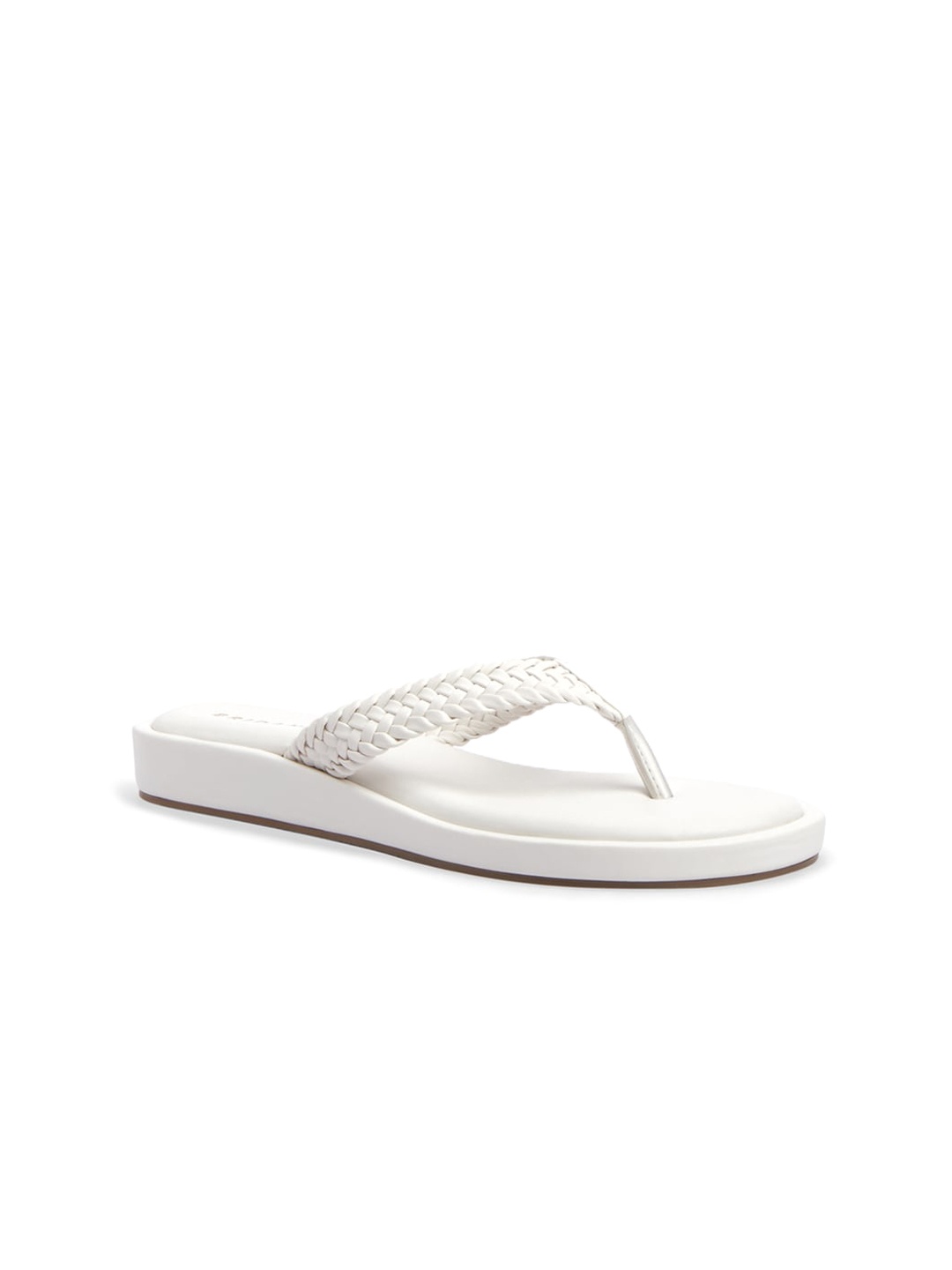 

ERIDANI Open Toe T-Strap Flats, White